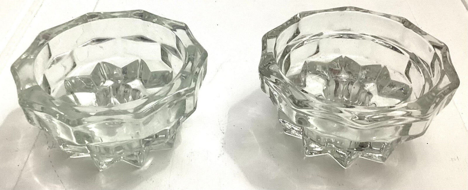 Lot Of 2 Vintage 60’s Clear Glass Candlestick Holders
