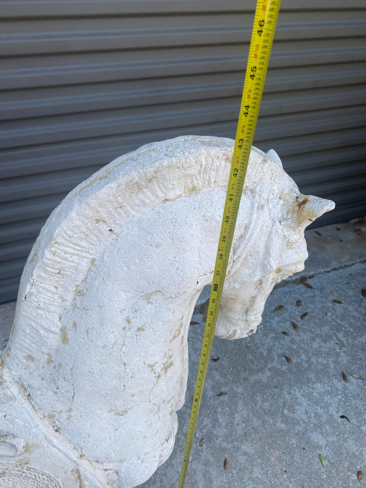 Large White Stylized Plaster Tang Horse Decor Display
