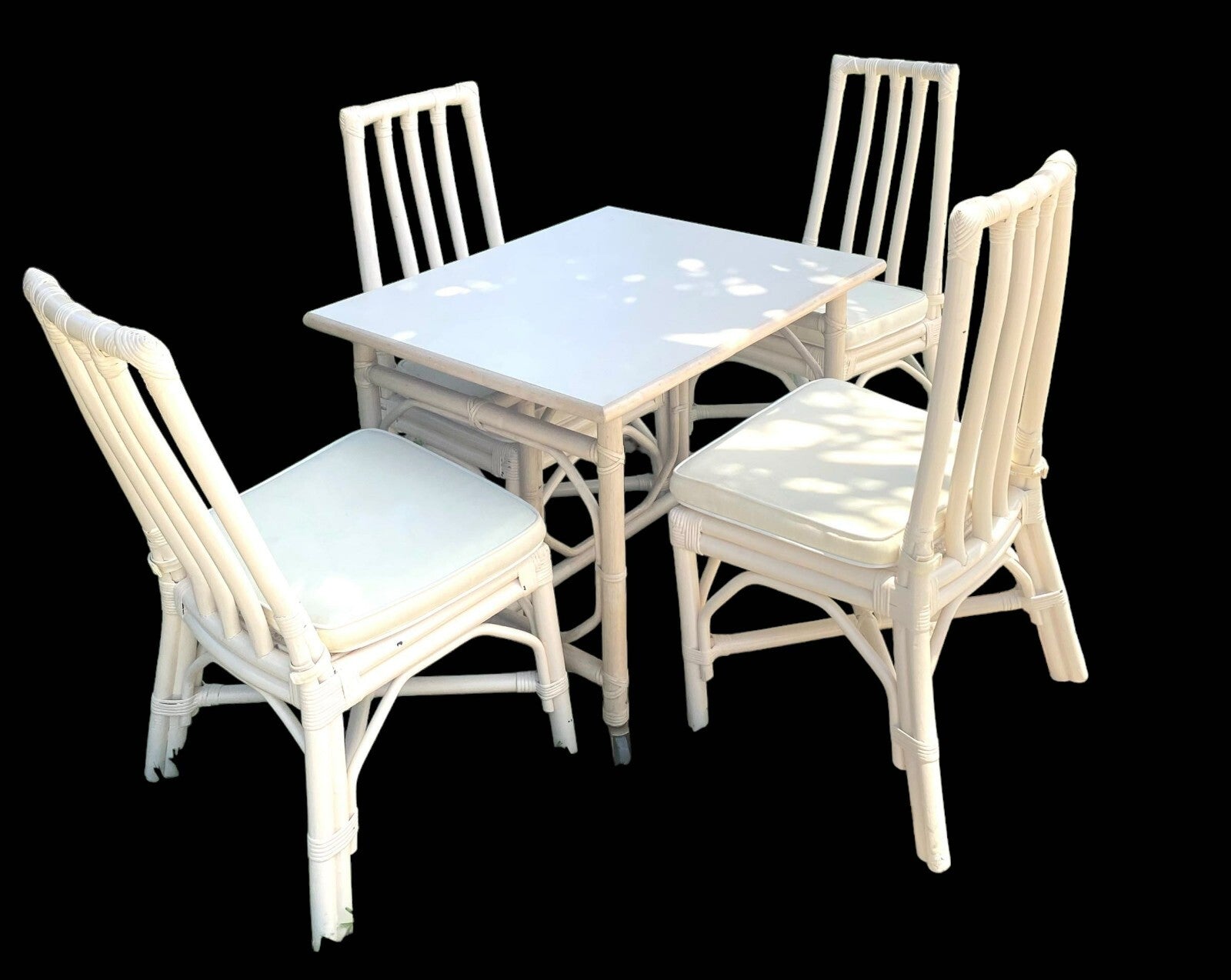 5 Pieces Set Of Vintage McGuire Beige Rattan Dining set Cane Seat