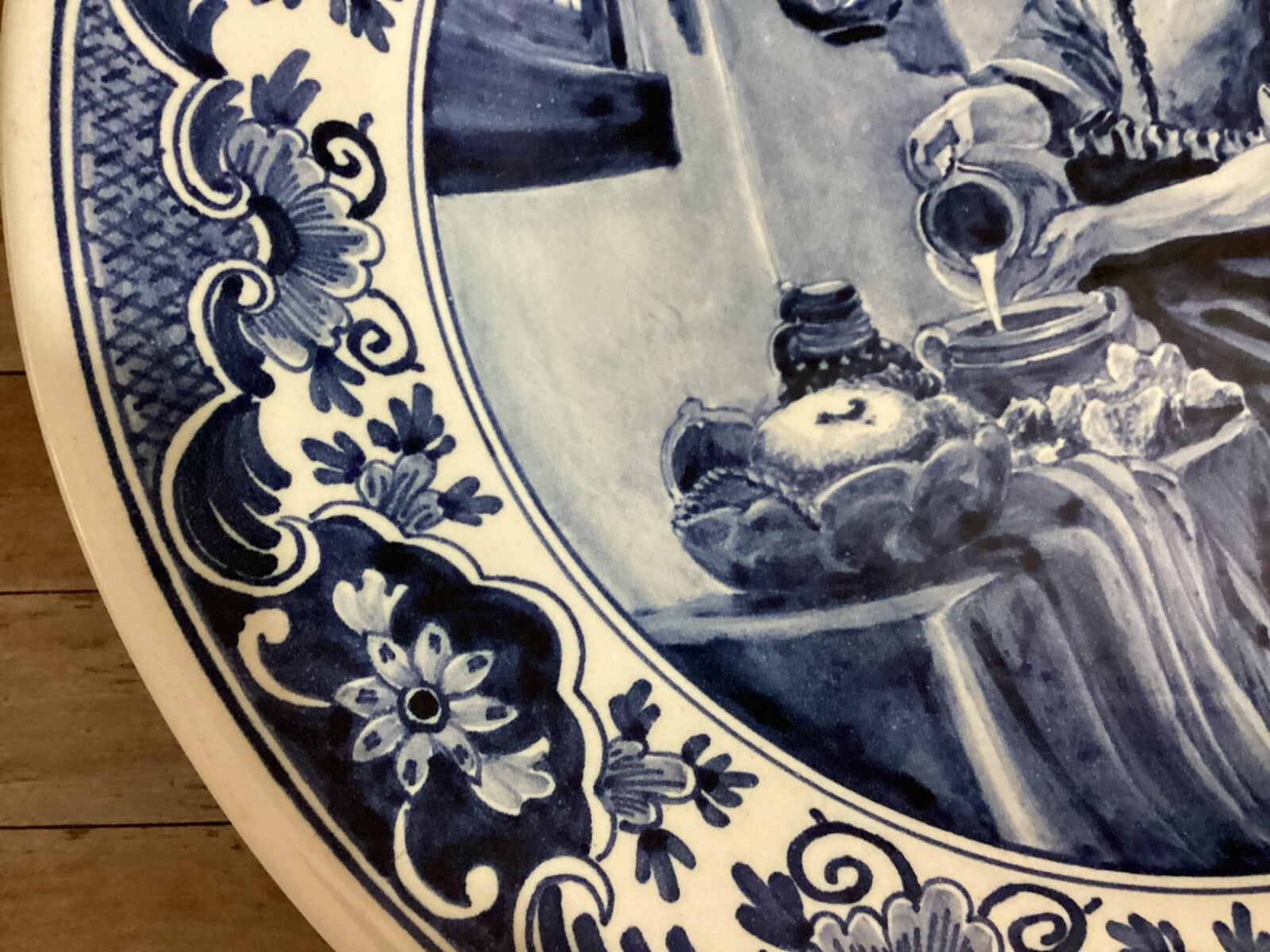 Antique Delft White Blue Large 15 “ The Kitchen Girl By J. Vermeer