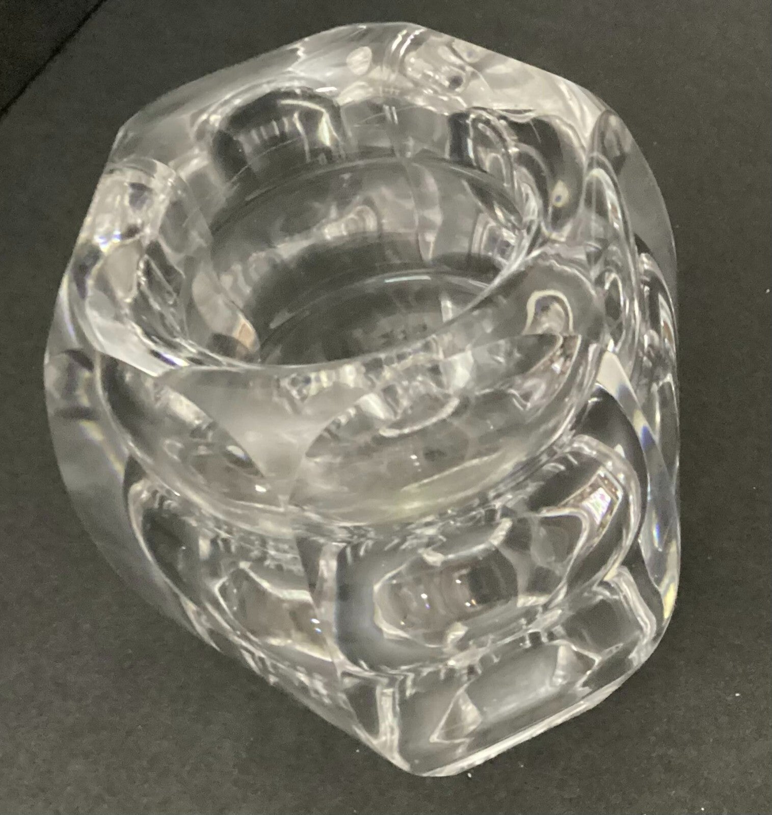 Octagonal Shaped Heavy Crystal Small Vase/Paperweight