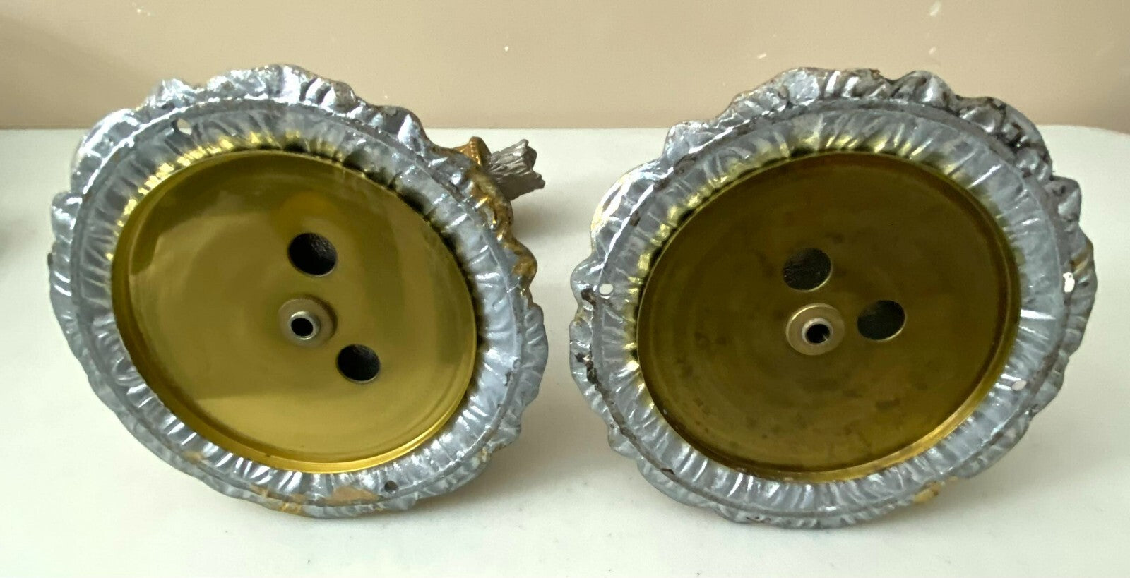 Vintage Lot Of 2 Brass Wall Candle Holder Sconces