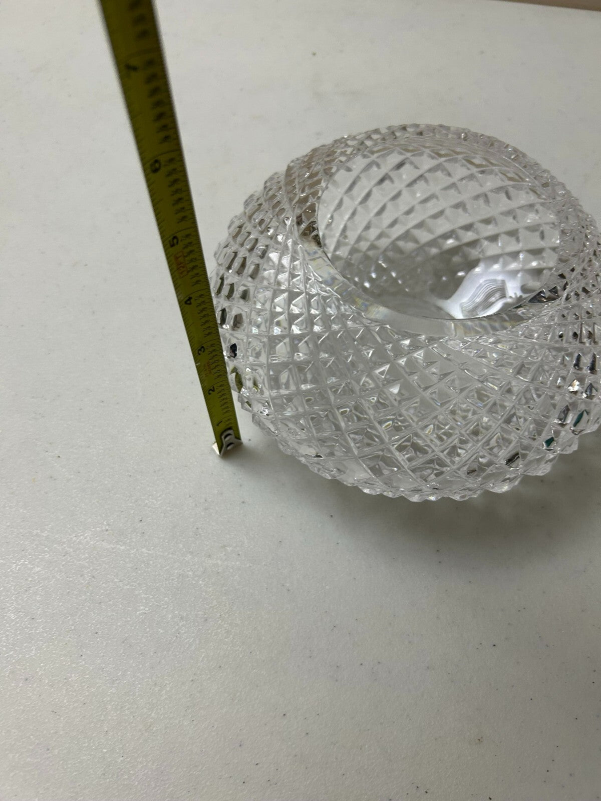 American Brilliant Period Strawberry Diamond Cut Glass Round Vase