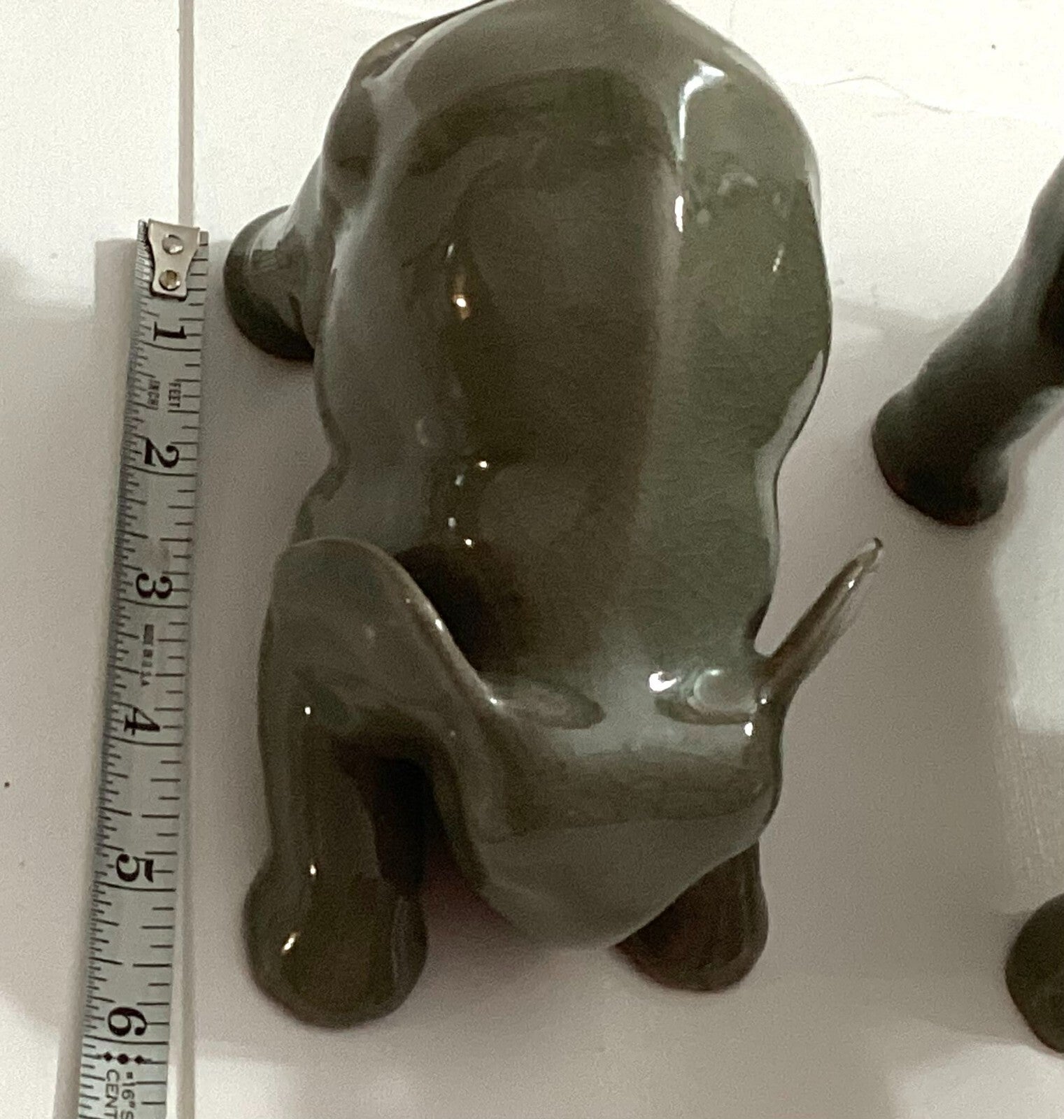 Lot Of 2 Hilda Flack Green Celadon Elephant Figurines