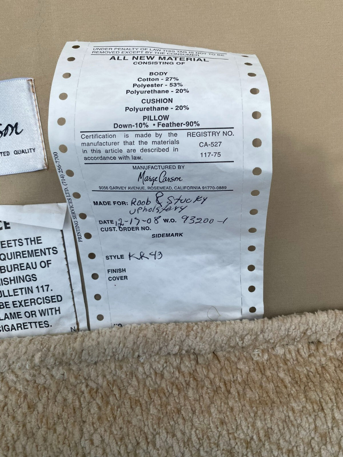 Marge Carson Extra Large Beige Sofa