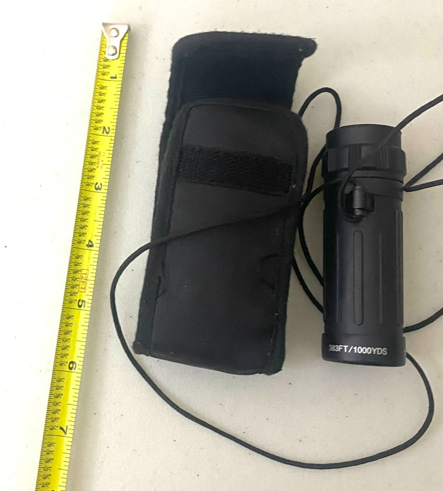 Vintage Black Monocular With Strap And Pouch 383 Feet / 1000 Yards