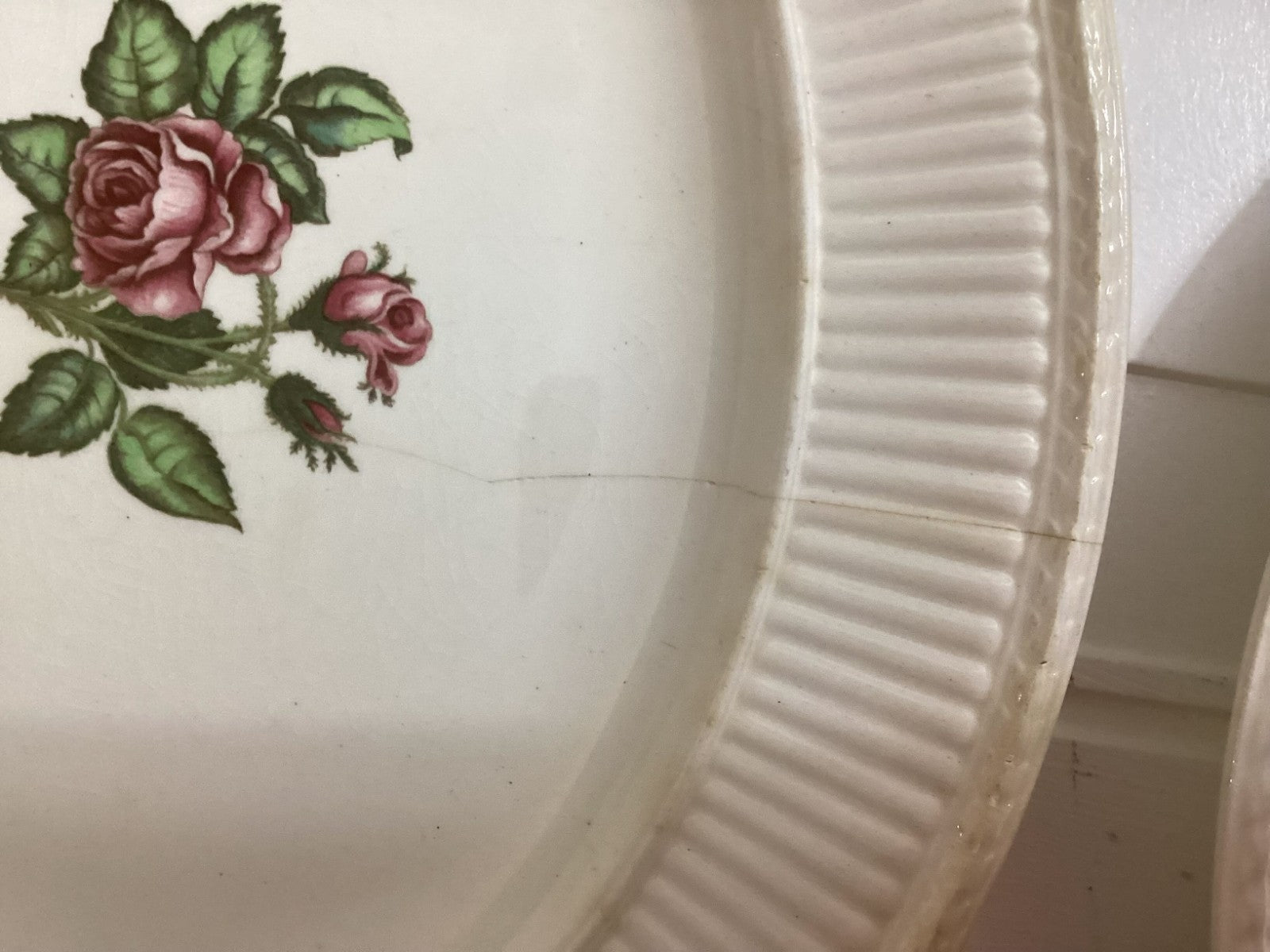 Lot Of 9 Vintage Wedgwood White Moss Rose Dish Plates