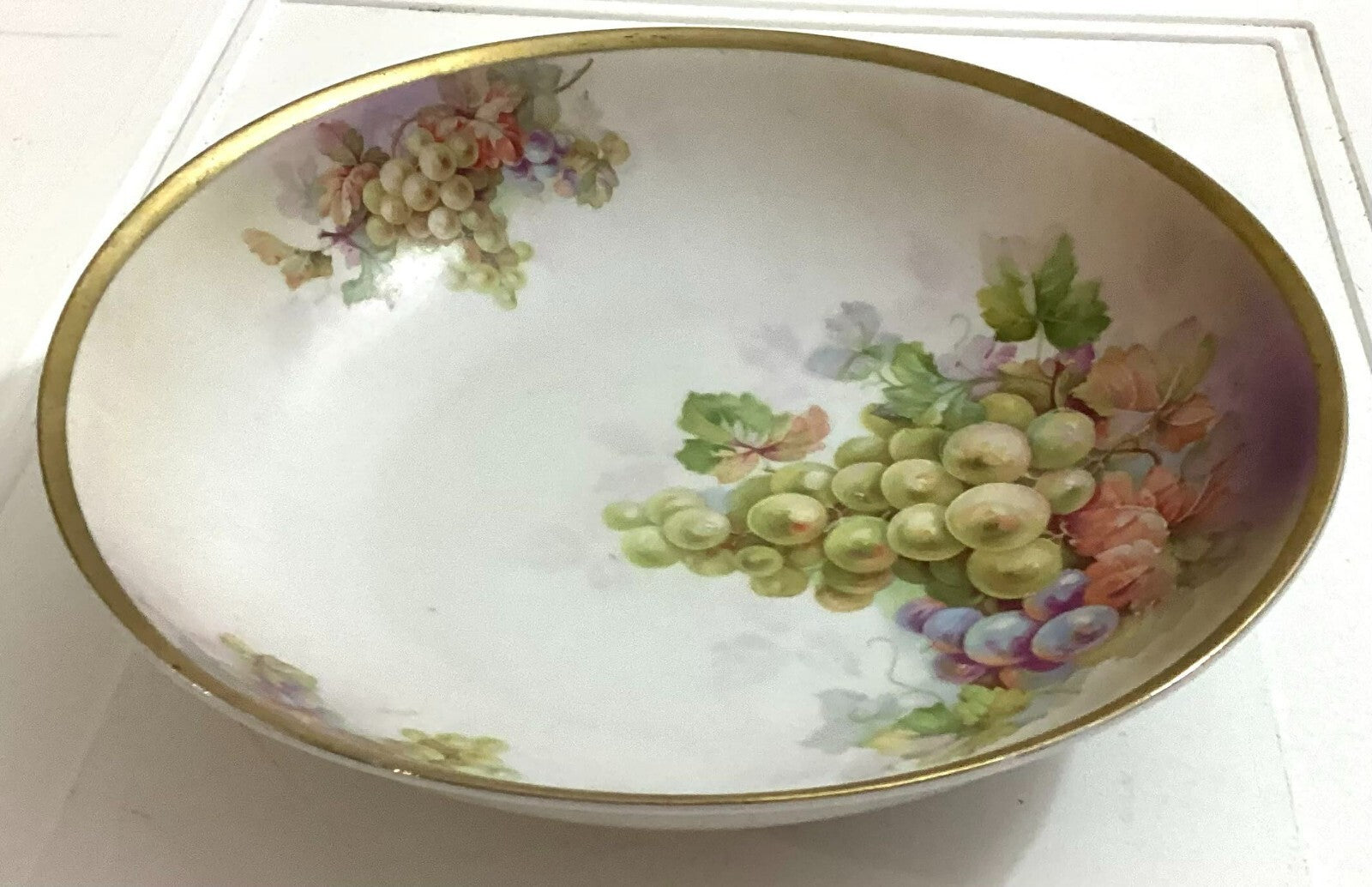 1913 Antique Salad Fruit Bowl Gold Trim Hand Painted From Austria