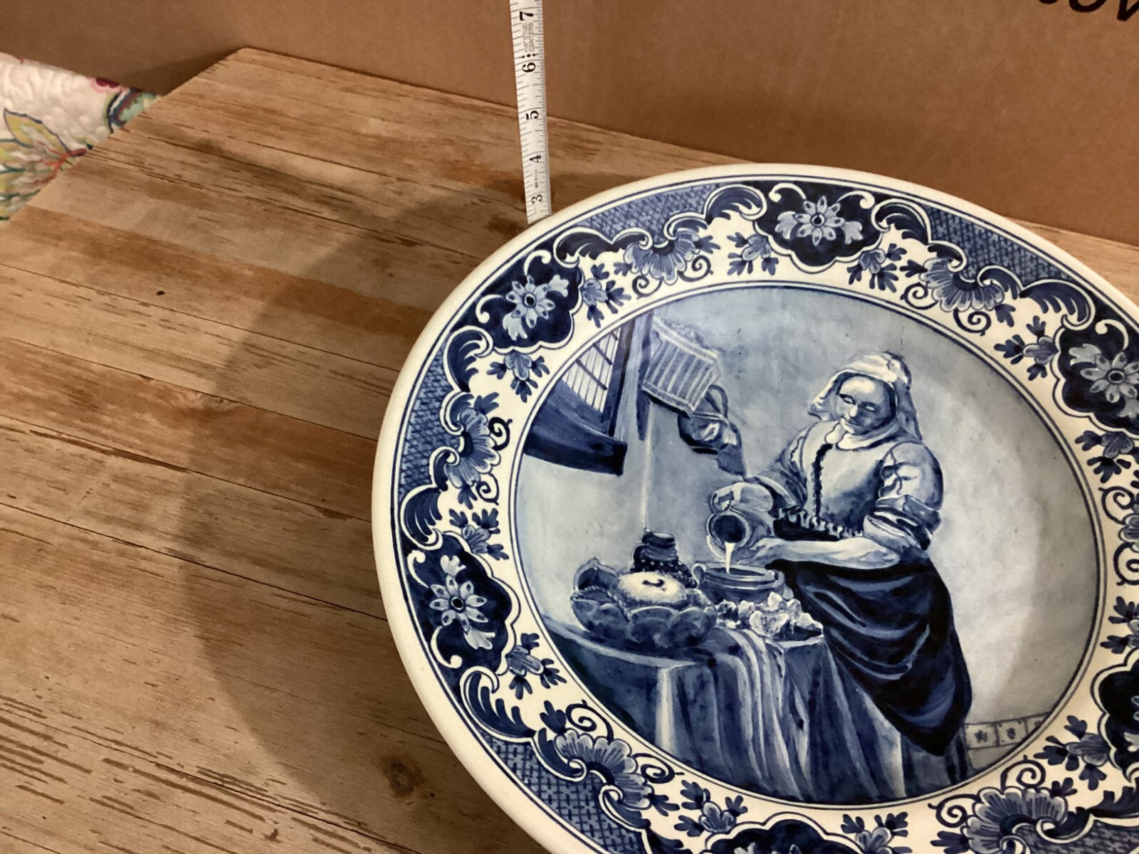 Antique Delft White Blue Large 15 “ The Kitchen Girl By J. Vermeer