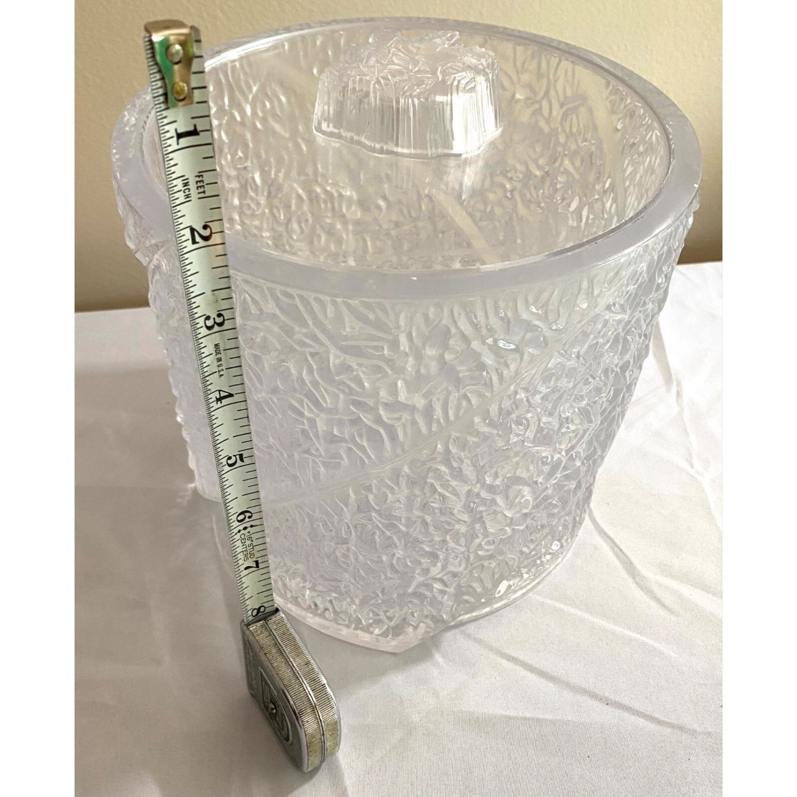 Vintage Hinge Texture Lucite Ice Bucket
