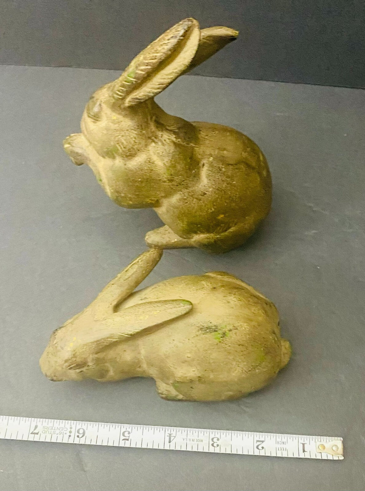 Set of 2 OMC Japan Golden Bronzé Small Decorative Display Rabbits Figurine