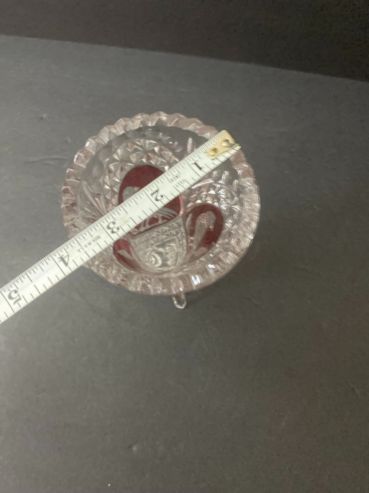 Hofbauer Byrdes Crystal Cornucopia Red Bird Design Vase
