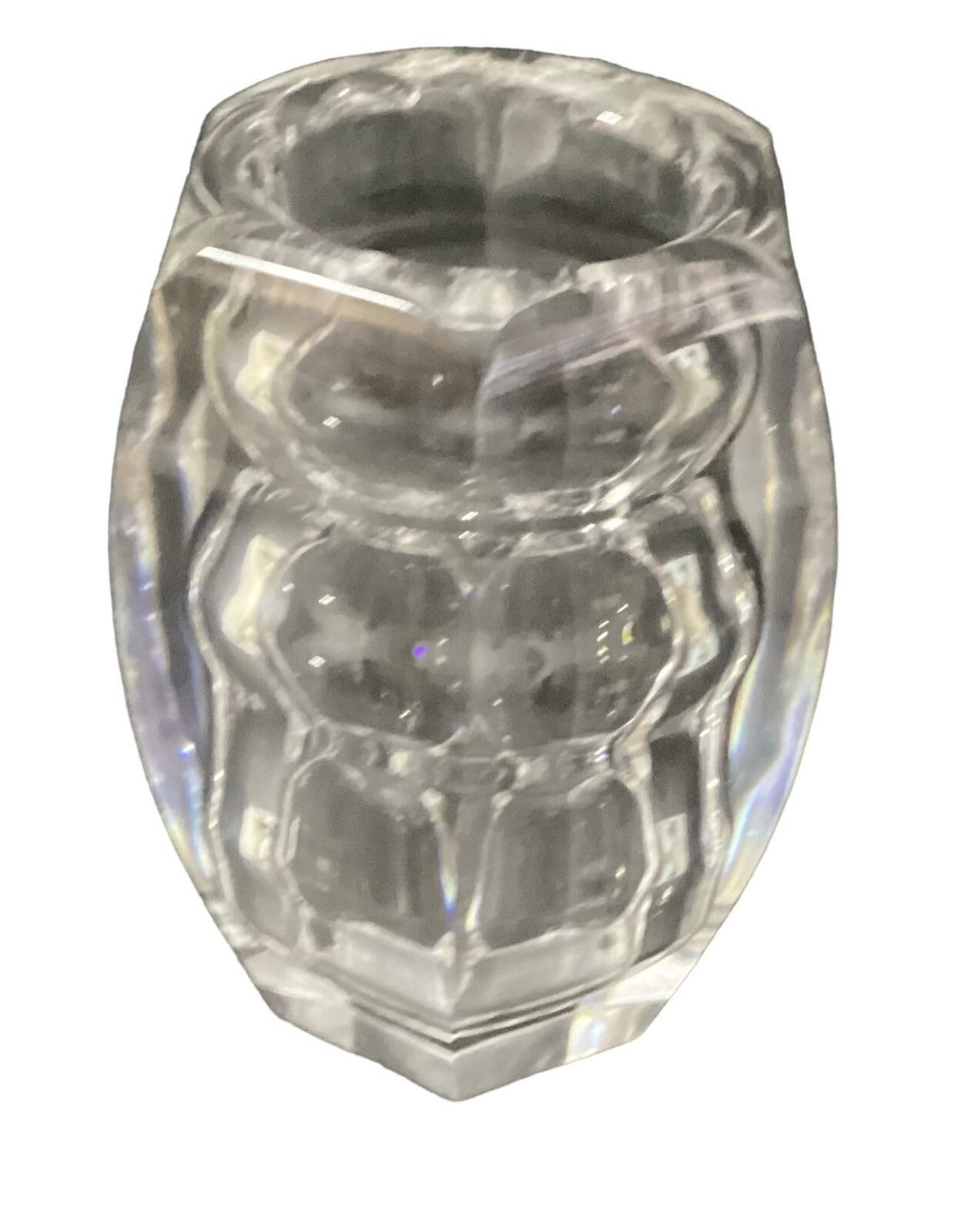Octagonal Shaped Heavy Crystal Small Vase/Paperweight