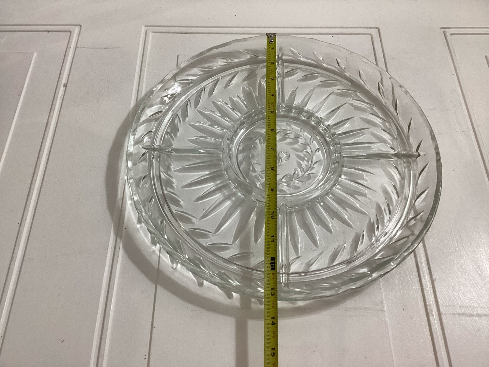 Vtg Indiana GlassRound Shaped Clear Pressed Glass 5 Part Relish/Serving Dish