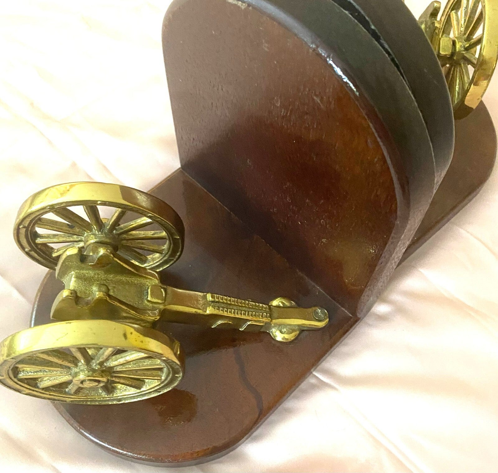 Pair Of 2 English Made Bookend With Solid Brass Canon
