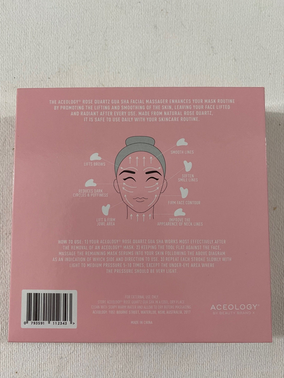 Aceology Rose Quartz Gus Sha Facial Massager