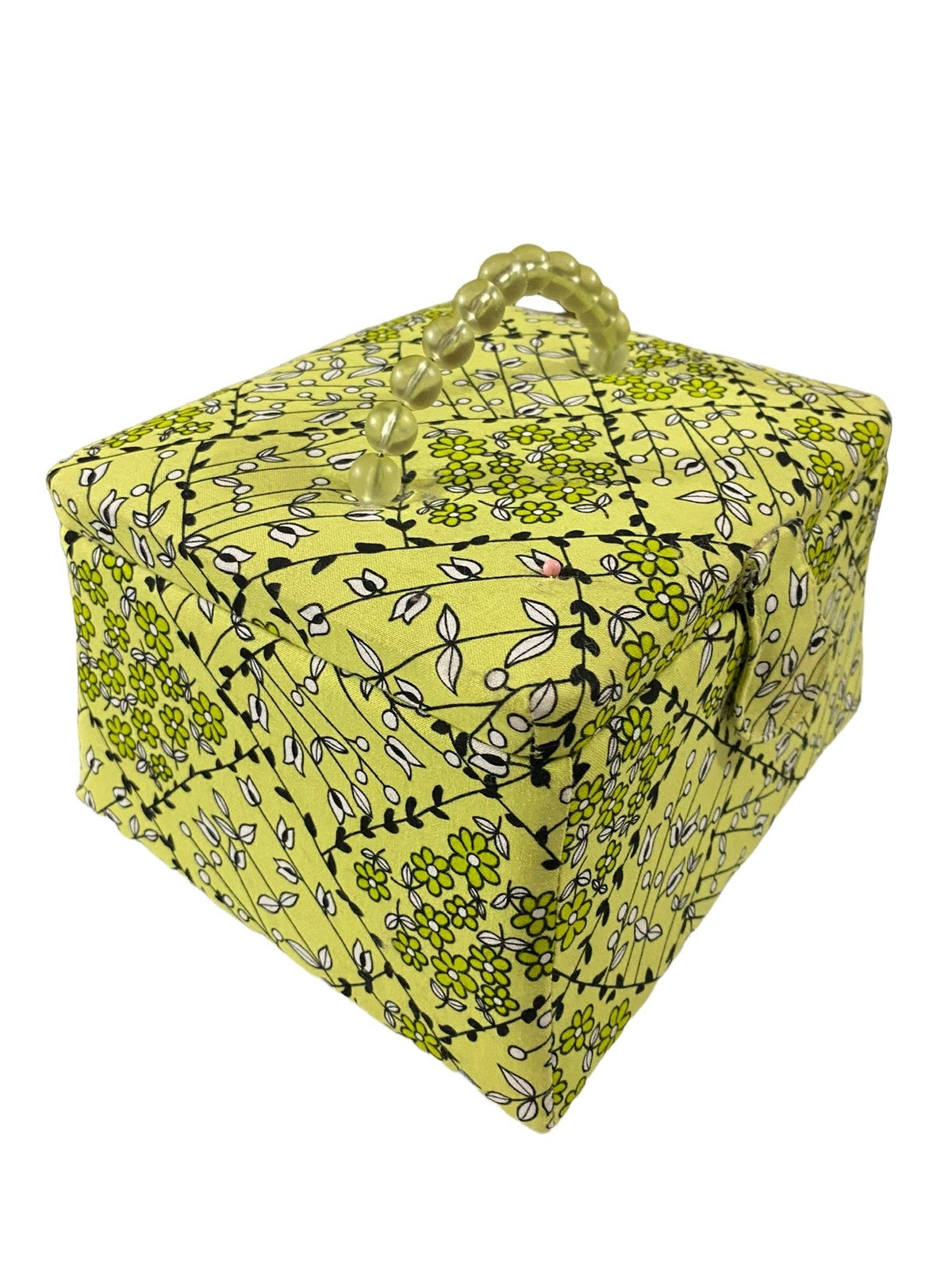 Green Floral Sewing Basket