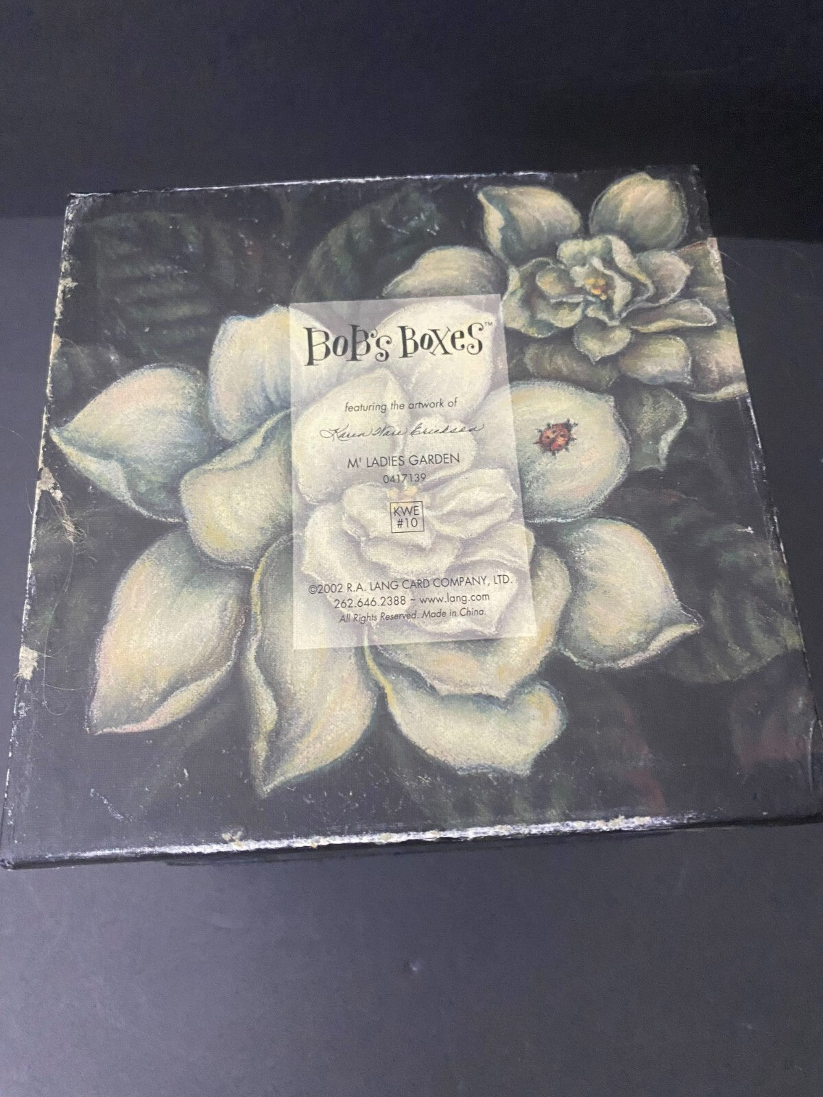 Bobs Boxes Black And White Square Shaped Floral Decorative Box Size 8 x 7.5 In