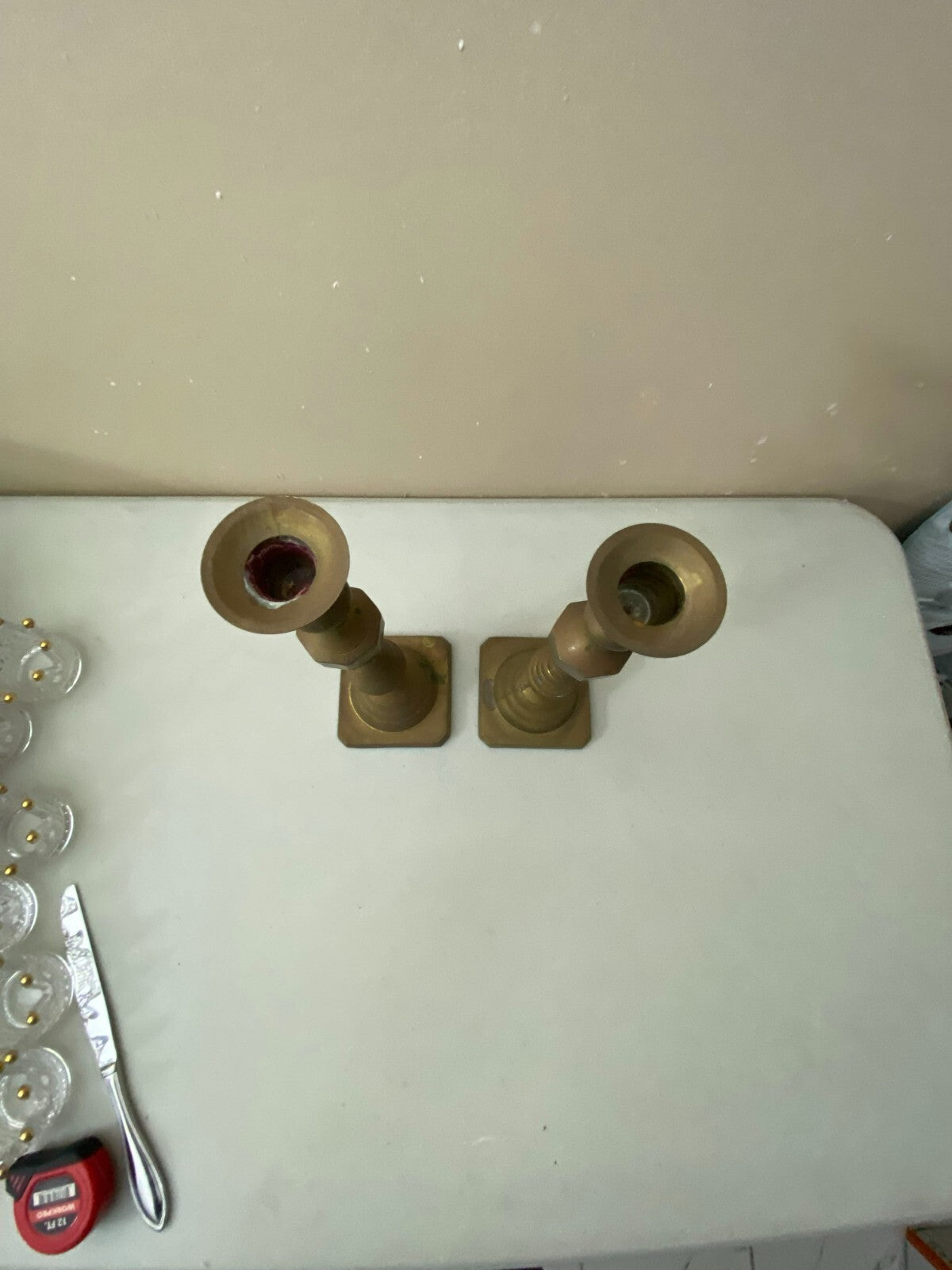 Set Of 2 Vintage W.M. Rogers And Son Solid Brass Candlestick Holder