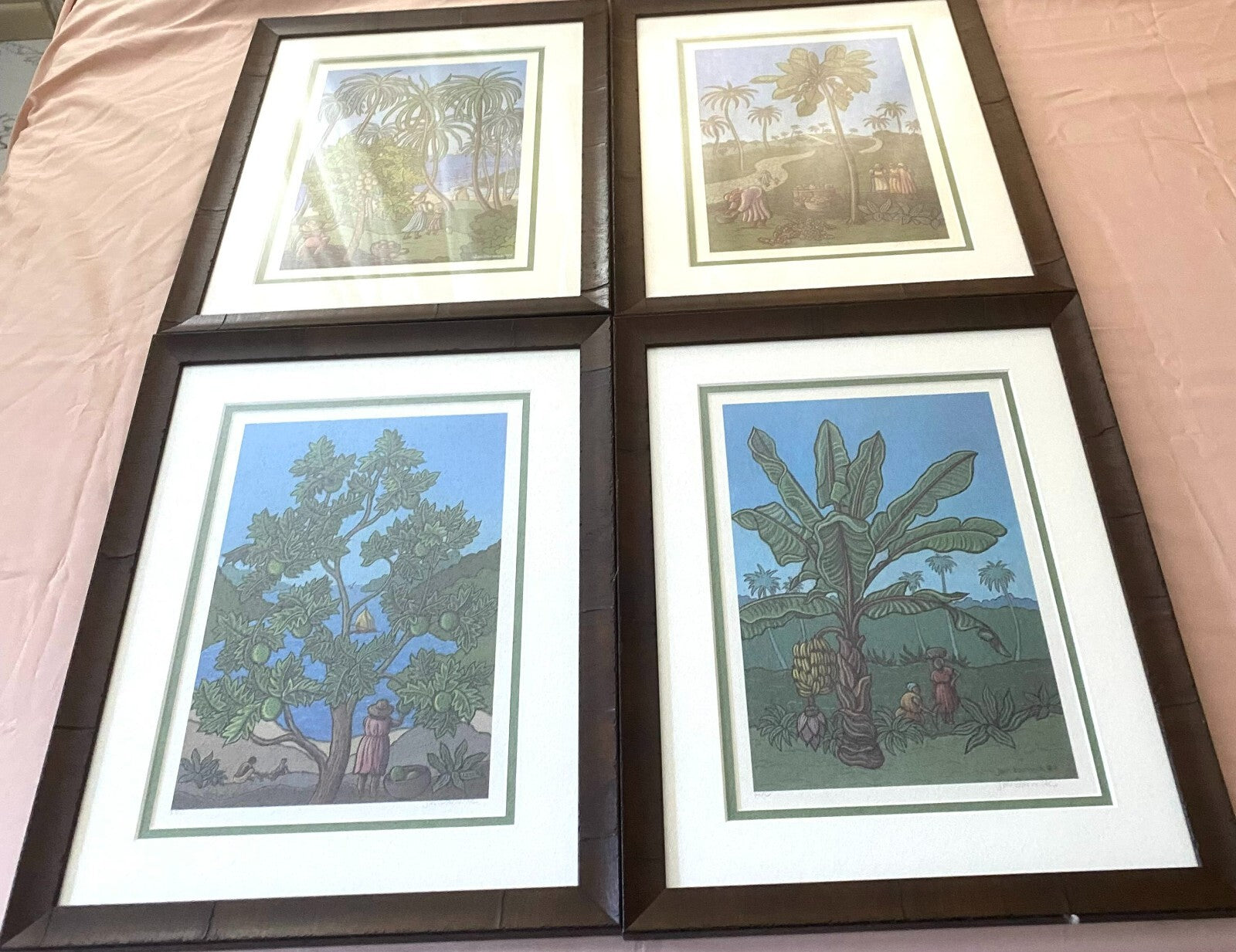 Set of 4 Wall Hanging Watercolor Arts By Jan Warwick