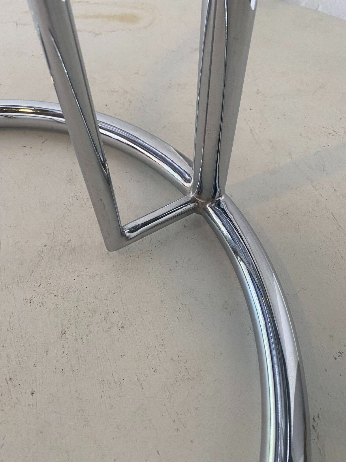 Eilleen Gray Style Chrome Round Glass Top Side Table 20.5 X 23 Inches