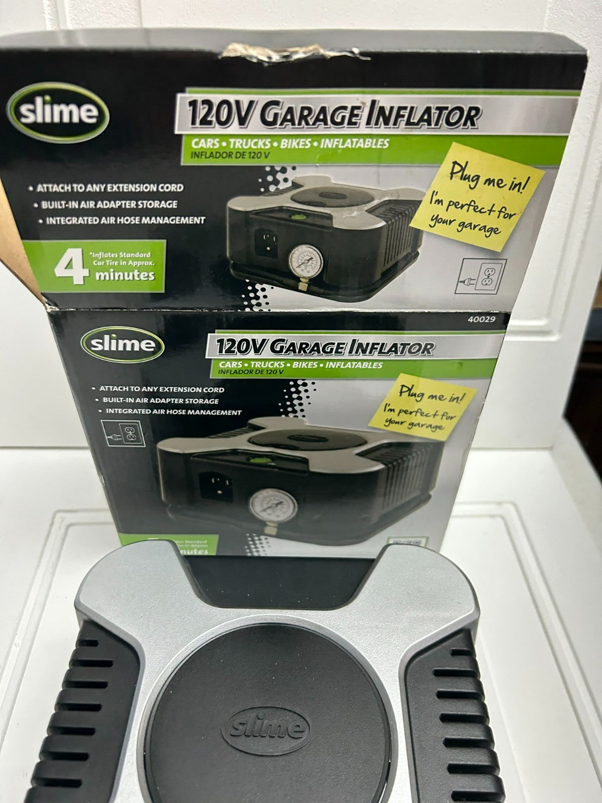 Slime 120 Volts Garage Inflator For Cars/Trucks /Bikes / Inflatable: 125 PSI Max