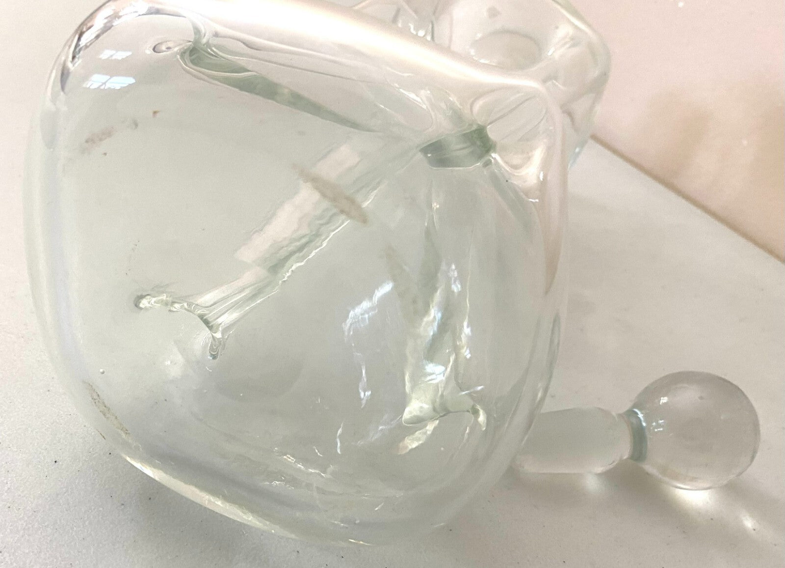 Vintage Clear Glass Kluk Kluk Glass Decanter/Spirit Bottle With Lid