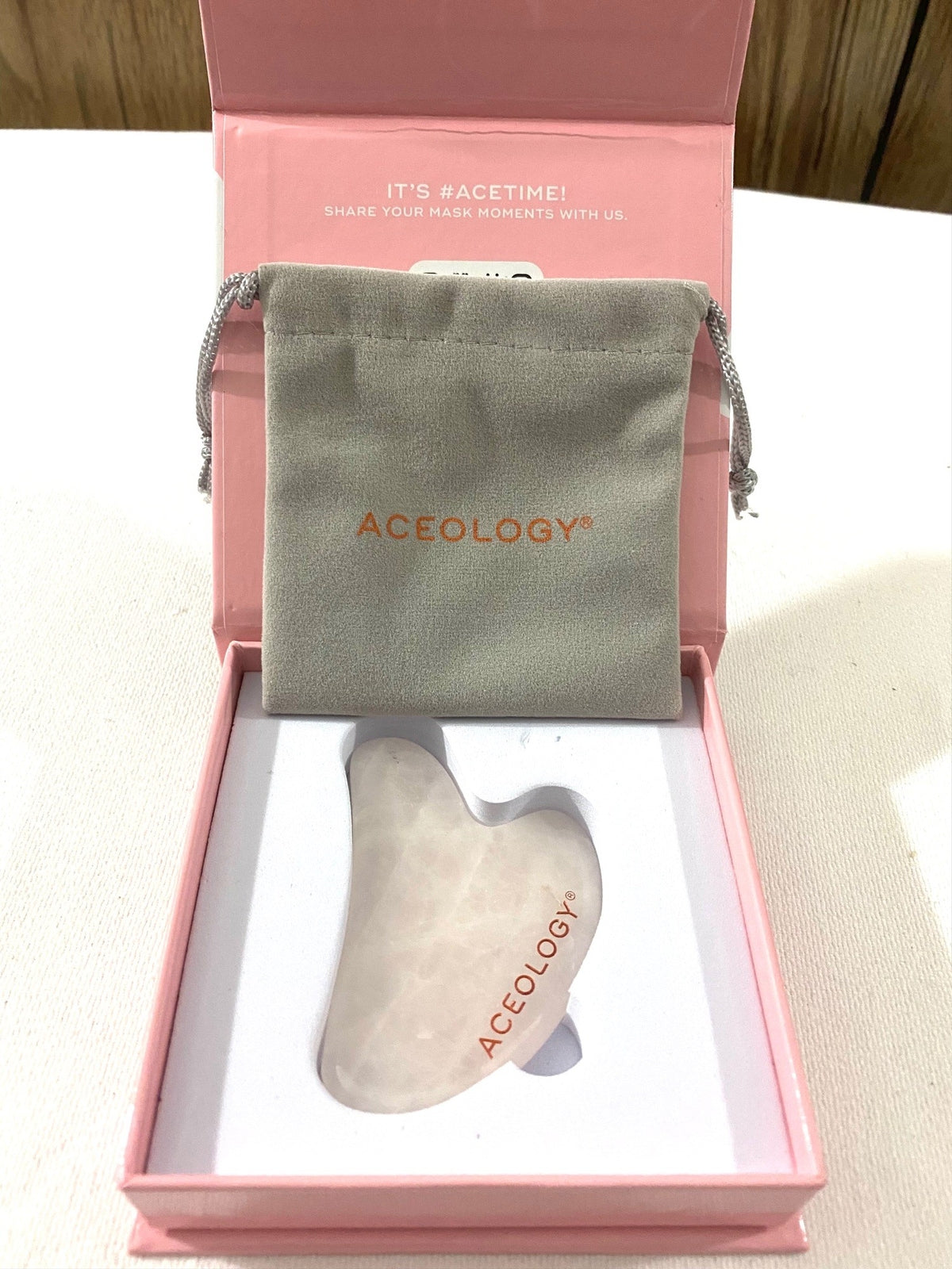 Aceology Rose Quartz Gus Sha Facial Massager