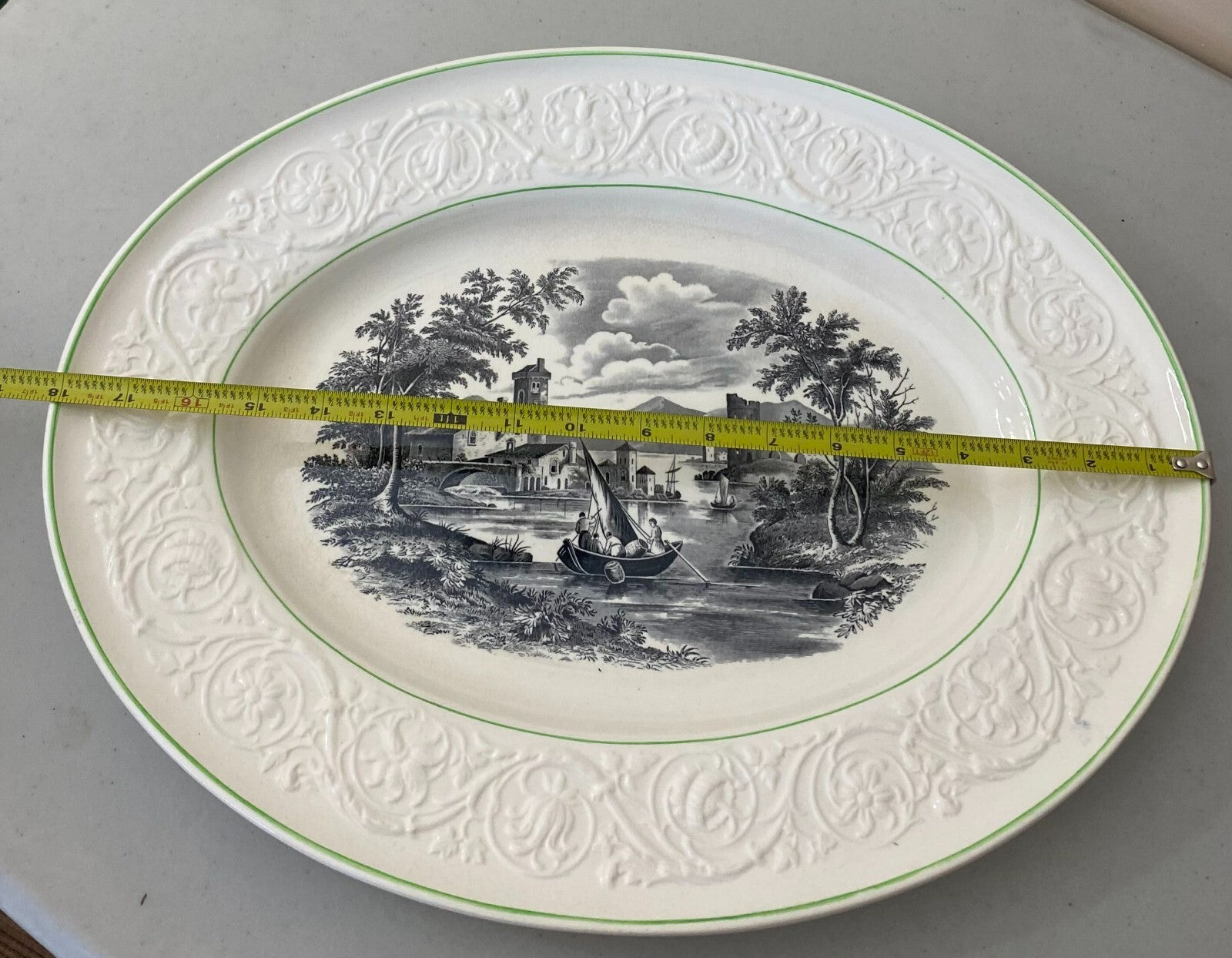 Lot Of 2 Wedgwood Black And White Patrician Oval Large Serving Platter