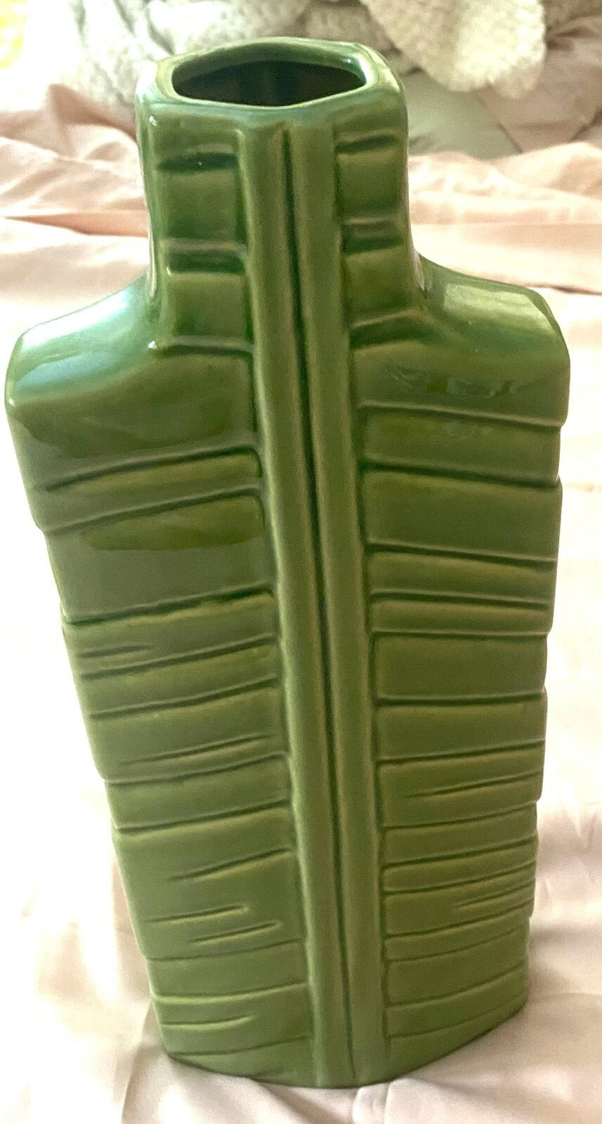 Vintage Green Collectible Display 14 Inches Tall Bottle Vase