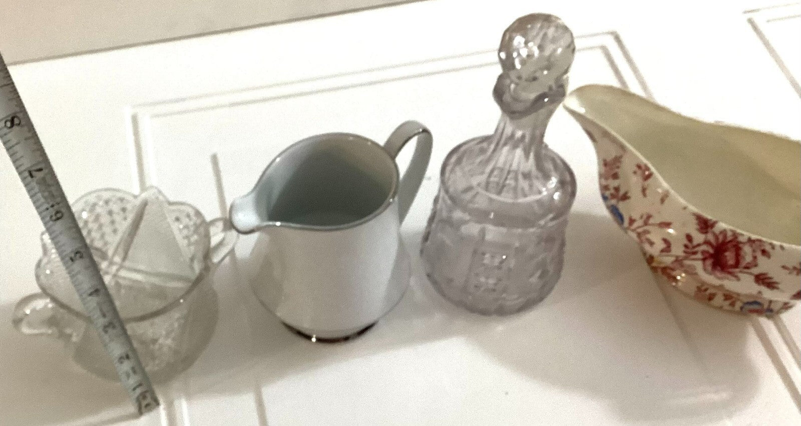 Vintage Lot Of 4 Pcs Of Creamer, Cruet, Sugar dish,gravy Dish