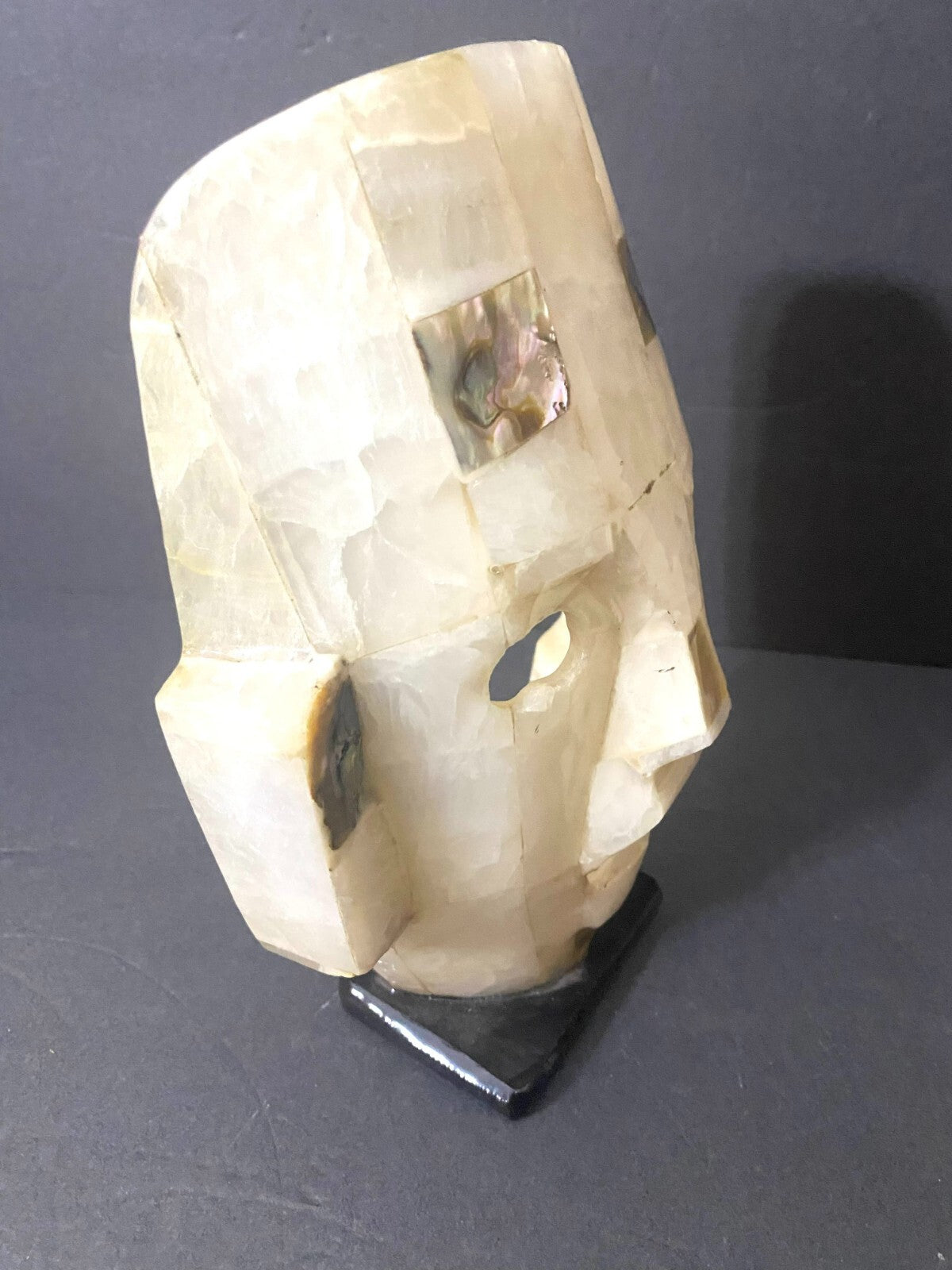 Tessellated White Free Standing Collectible Display Decoration Stone Mask