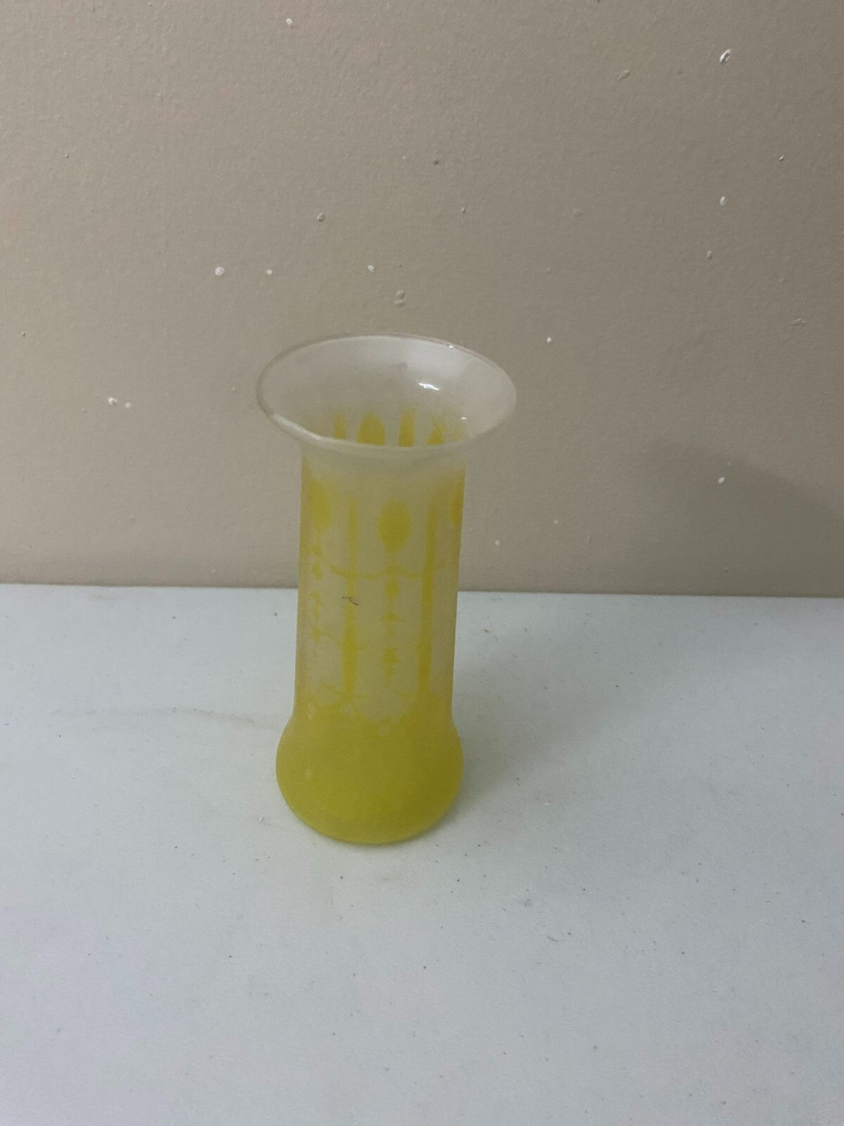 Vintage Opalescent Yellow Small Flower Vase