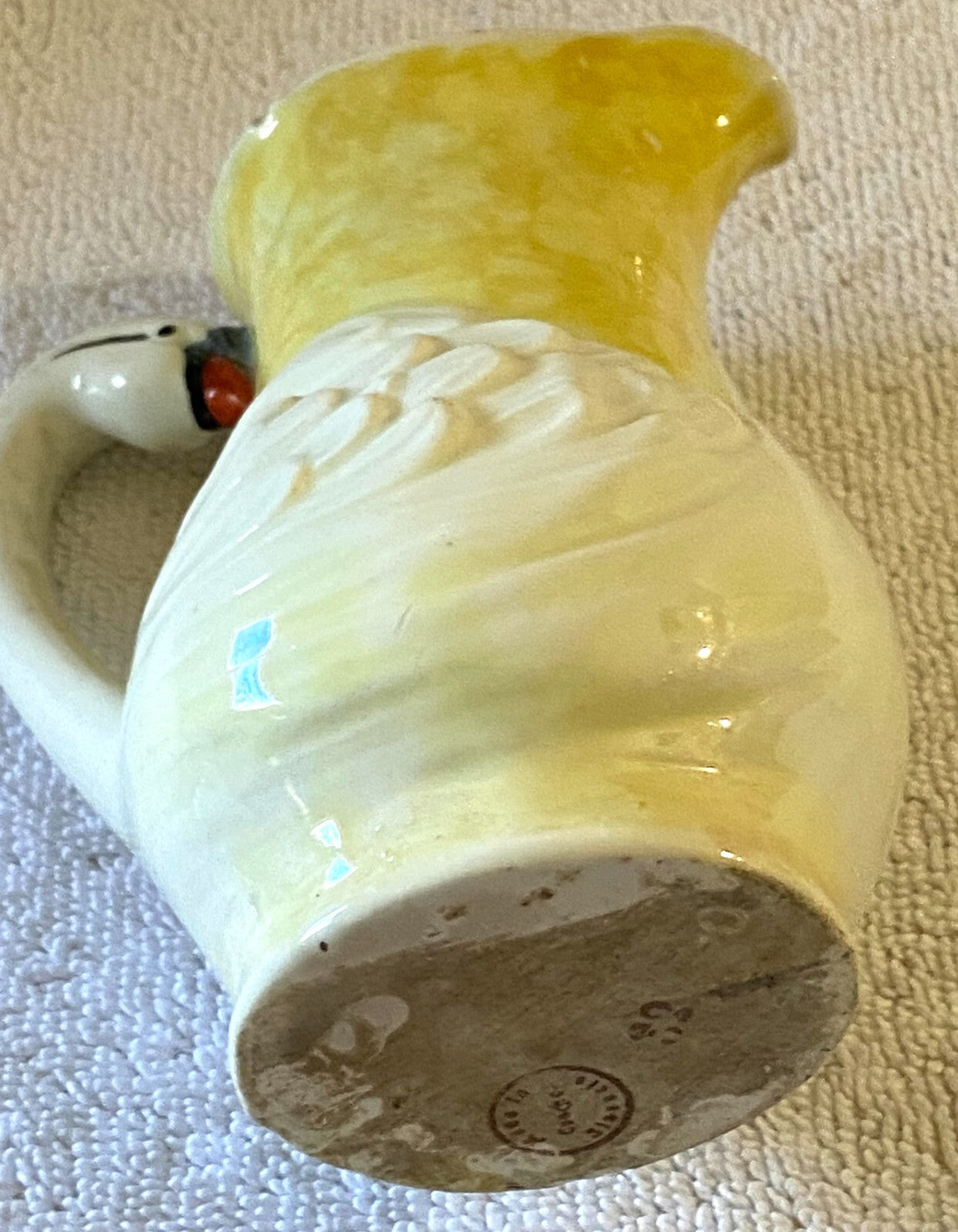 Antique Czech Lusterware Swan Serveware Pitcher Creamer Red Dime