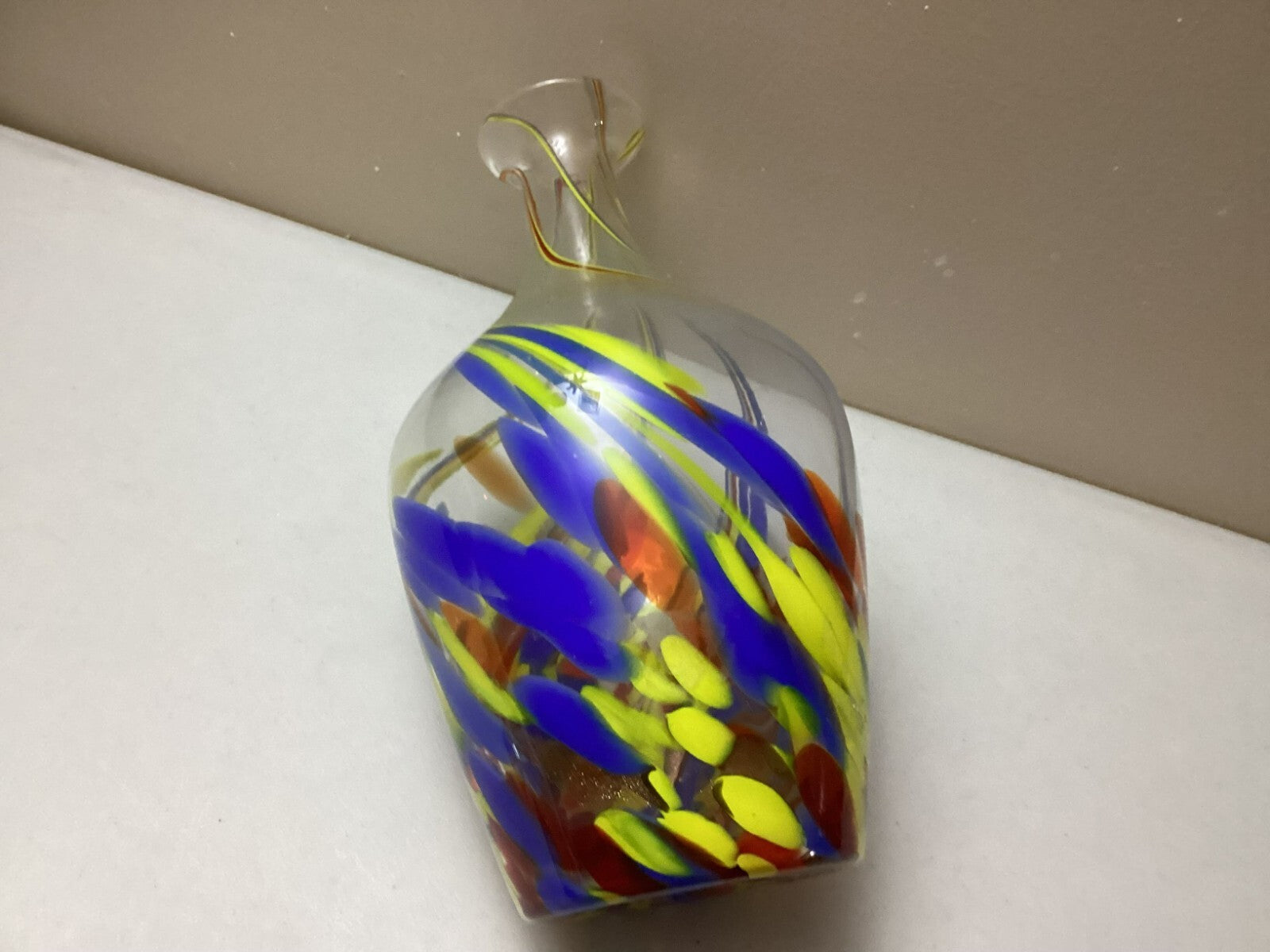 Vintage Large Murano Handmade Art Glass Tall Vase 16.5”
