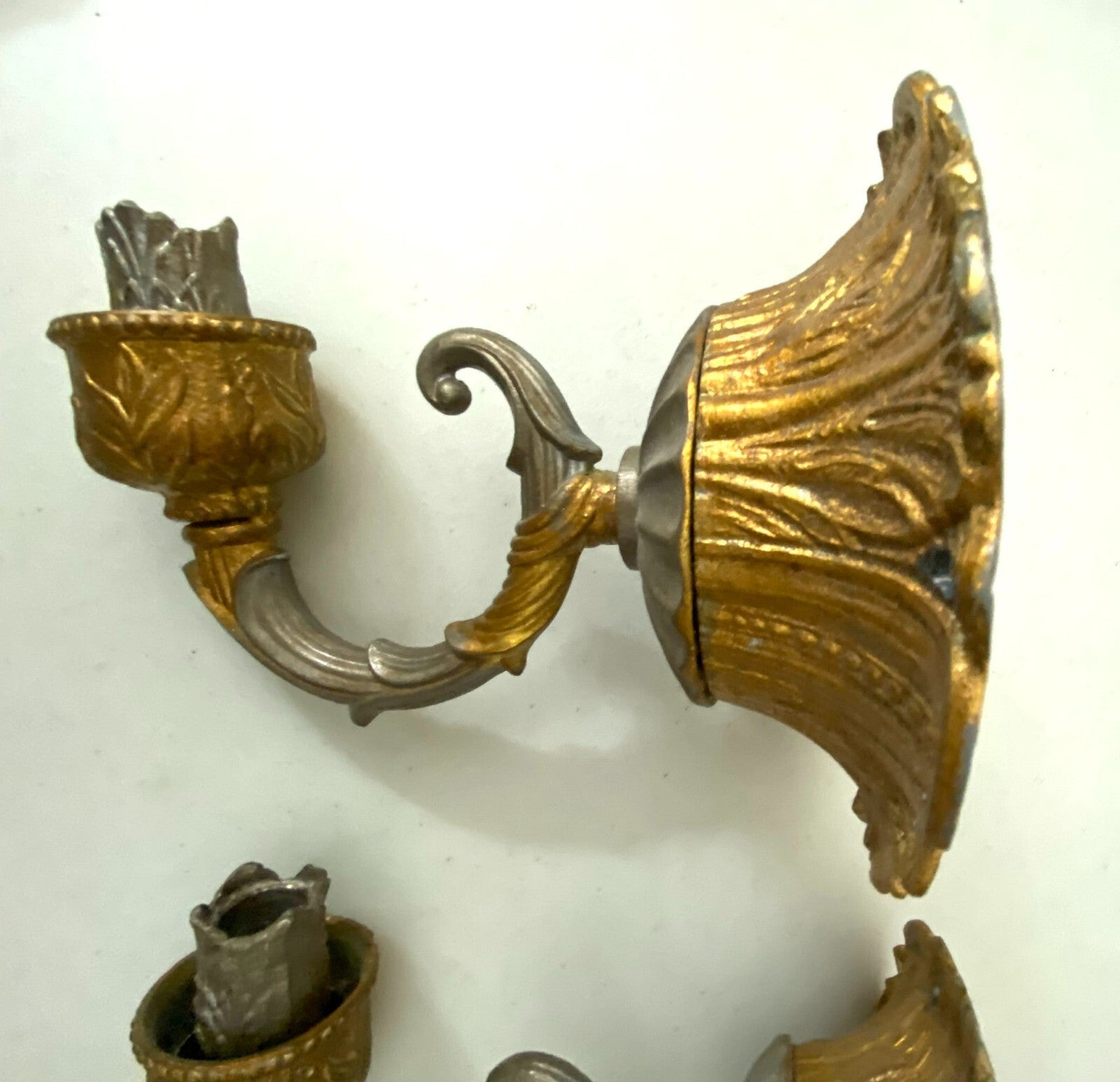 Vintage Lot Of 2 Brass Wall Candle Holder Sconces