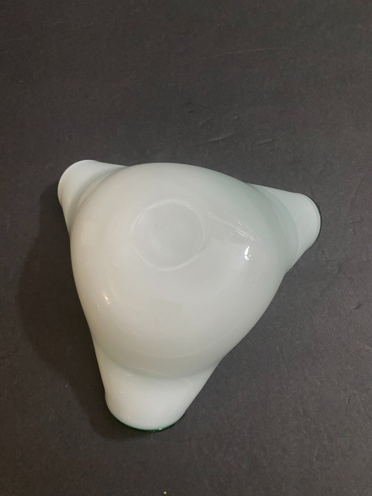Vintage Green & White Trifold Art Glass Small Vase