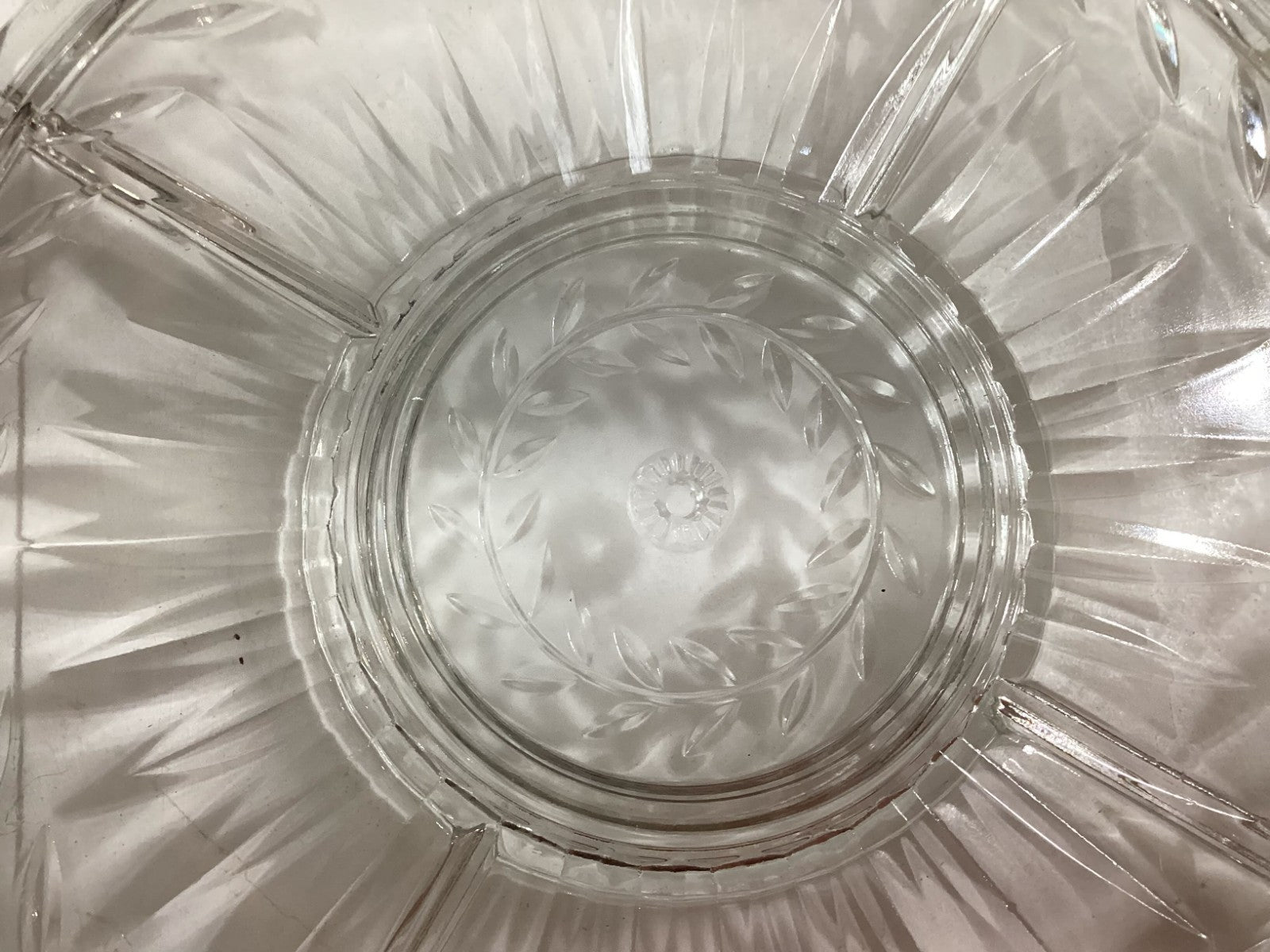 Vtg Indiana GlassRound Shaped Clear Pressed Glass 5 Part Relish/Serving Dish