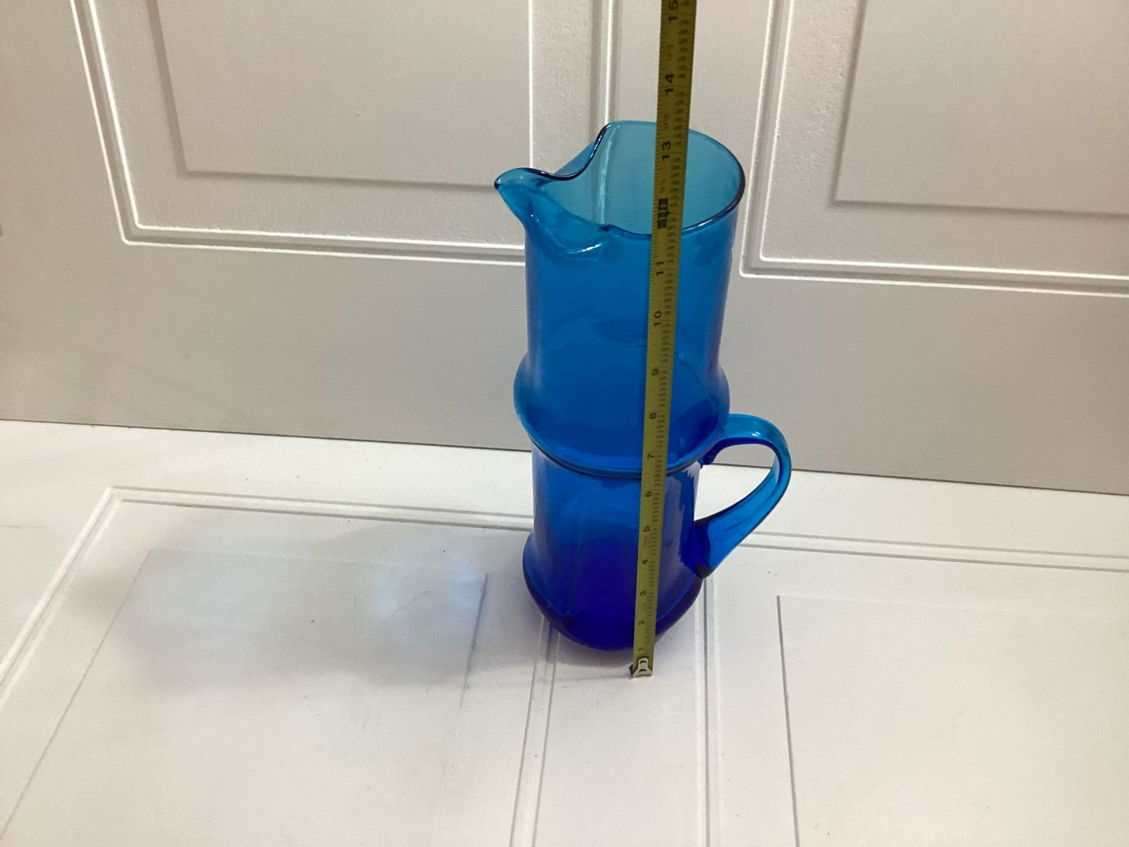 Vintage MCM Italian Empoli Blue Pitcher