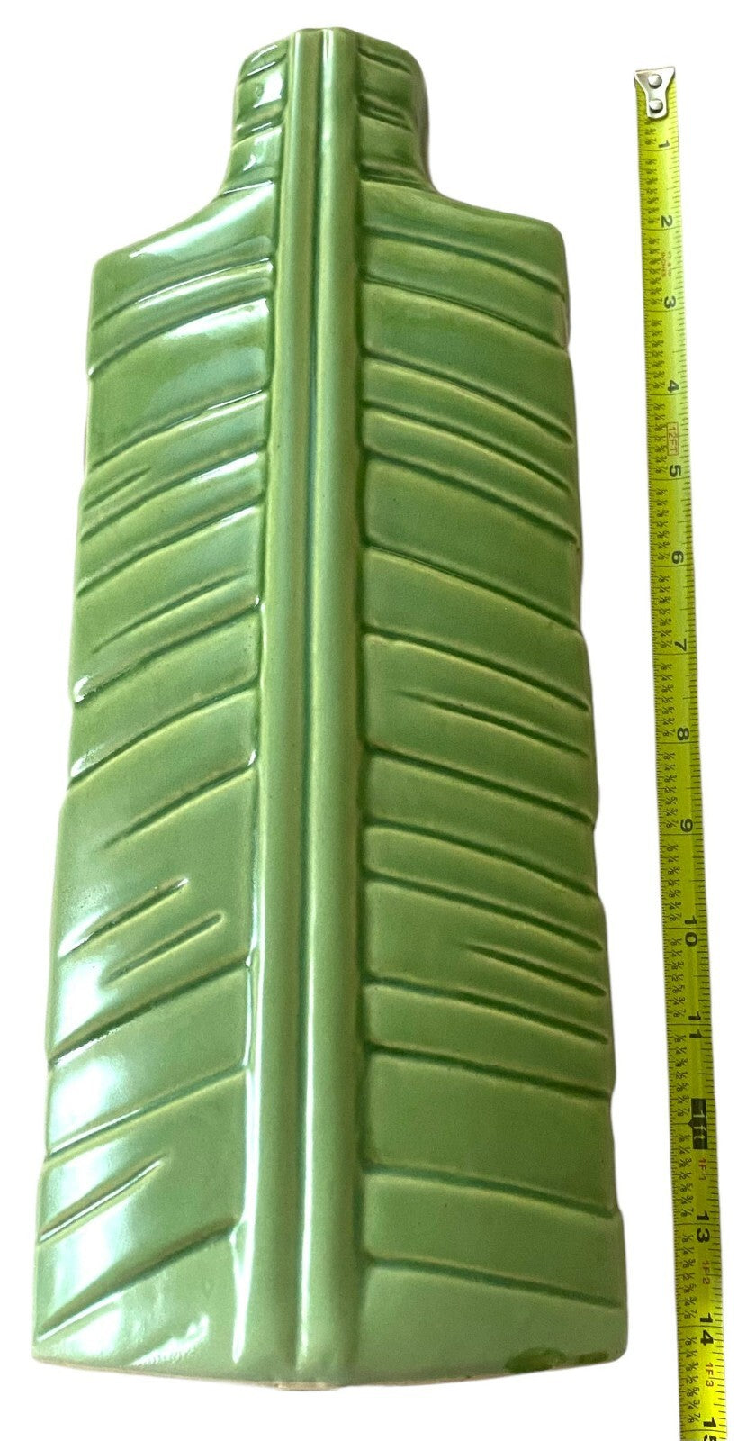 Vintage Green Collectible Display 14 Inches Tall Bottle Vase
