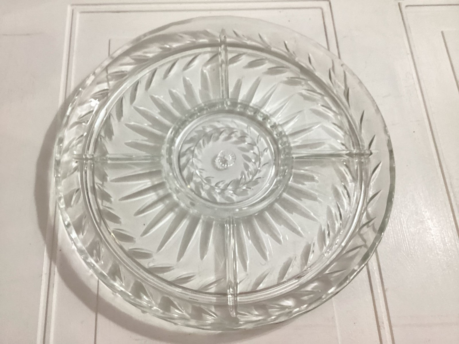 Vtg Indiana GlassRound Shaped Clear Pressed Glass 5 Part Relish/Serving Dish