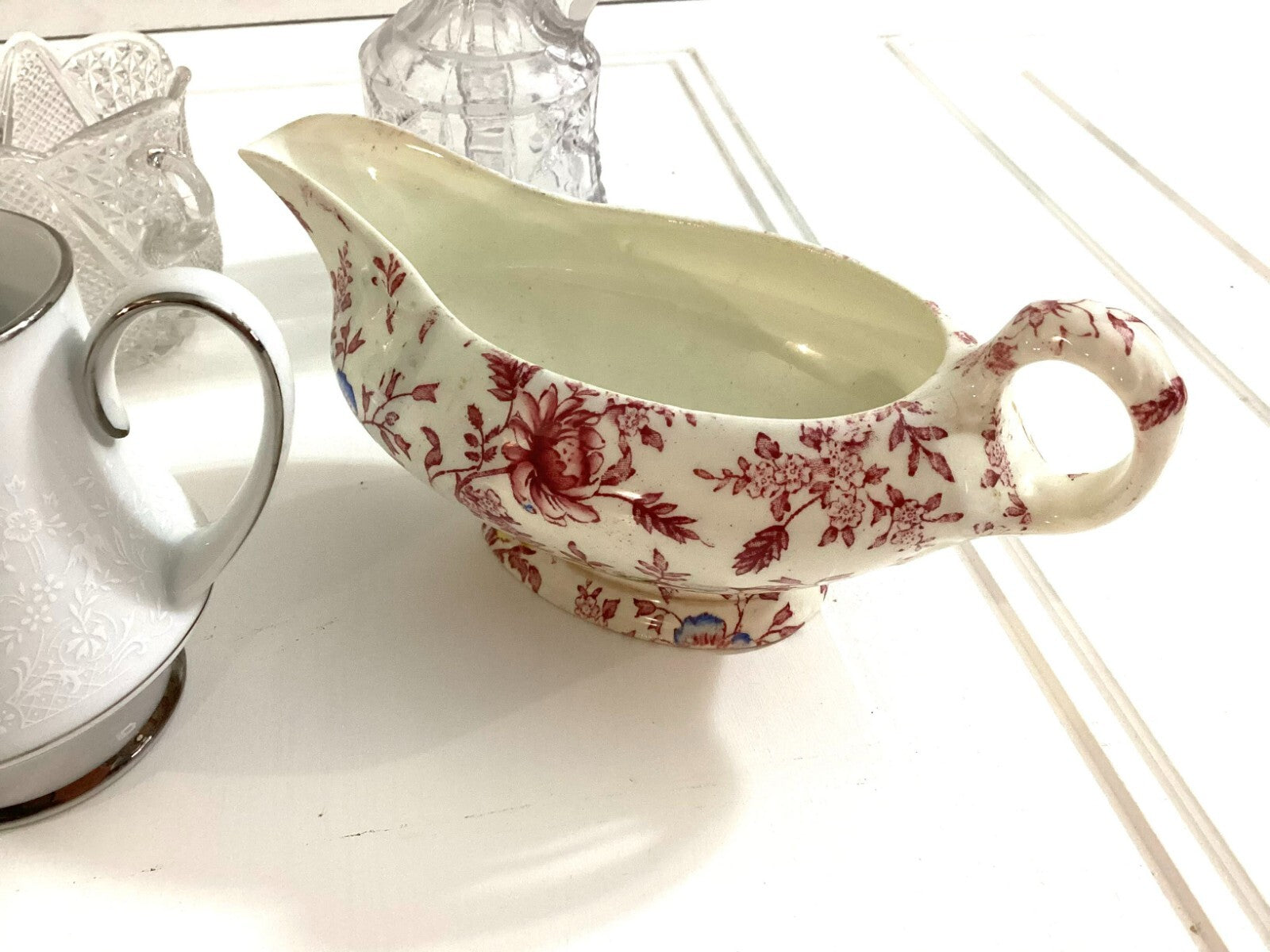 Vintage Lot Of 4 Pcs Of Creamer, Cruet, Sugar dish,gravy Dish