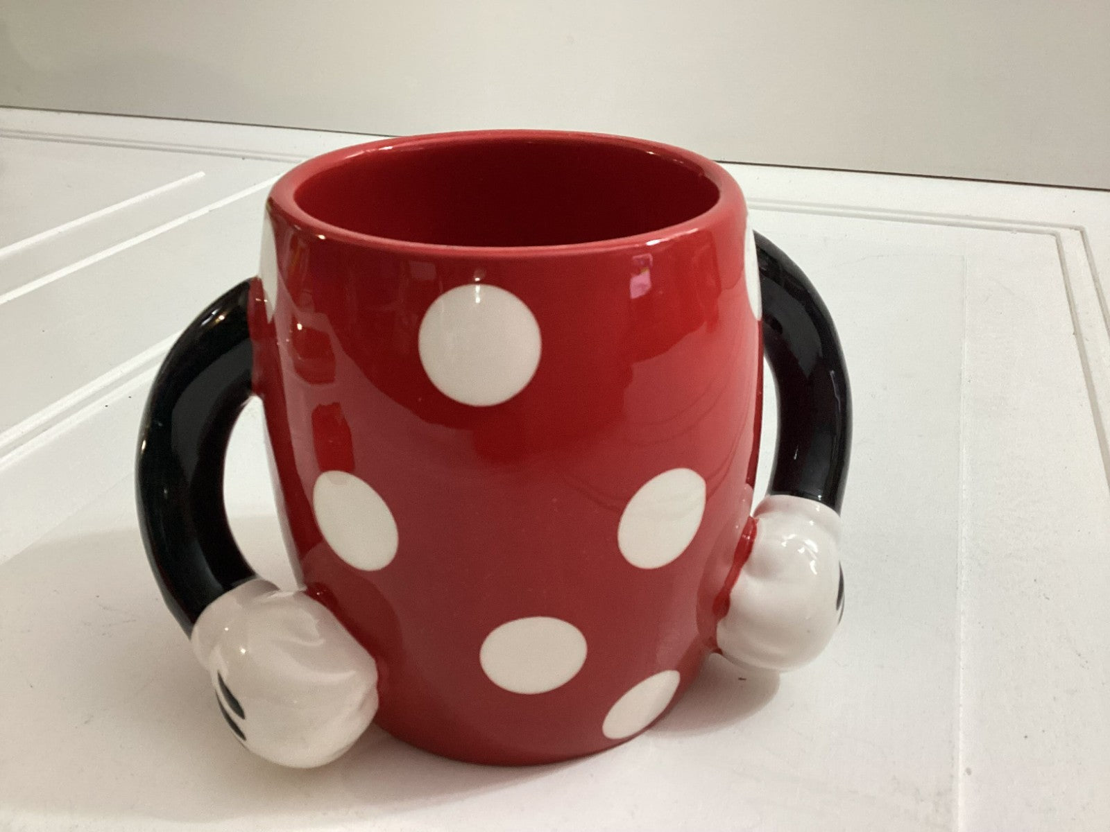 Disney Galerie Mickey Mouse Ceramic Coffee Cup Mug Red Pants With Arms Polka Dot