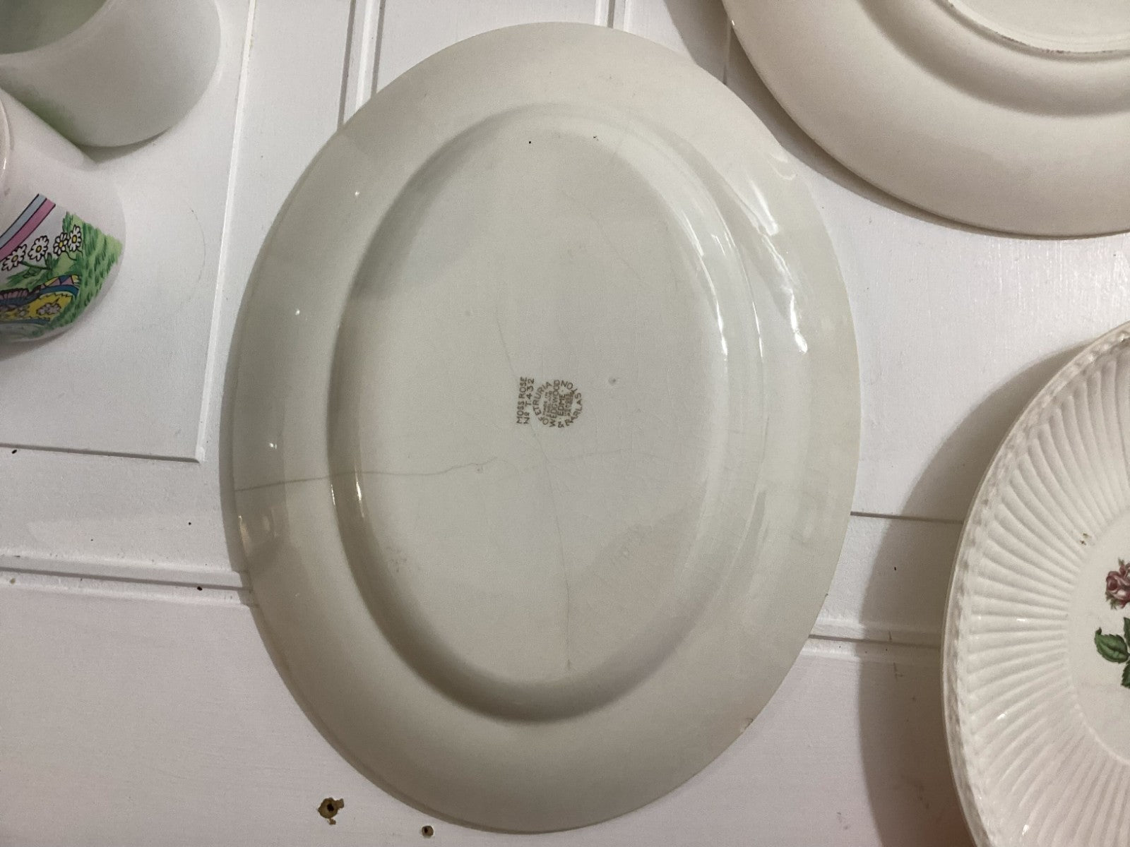 Lot Of 9 Vintage Wedgwood White Moss Rose Dish Plates