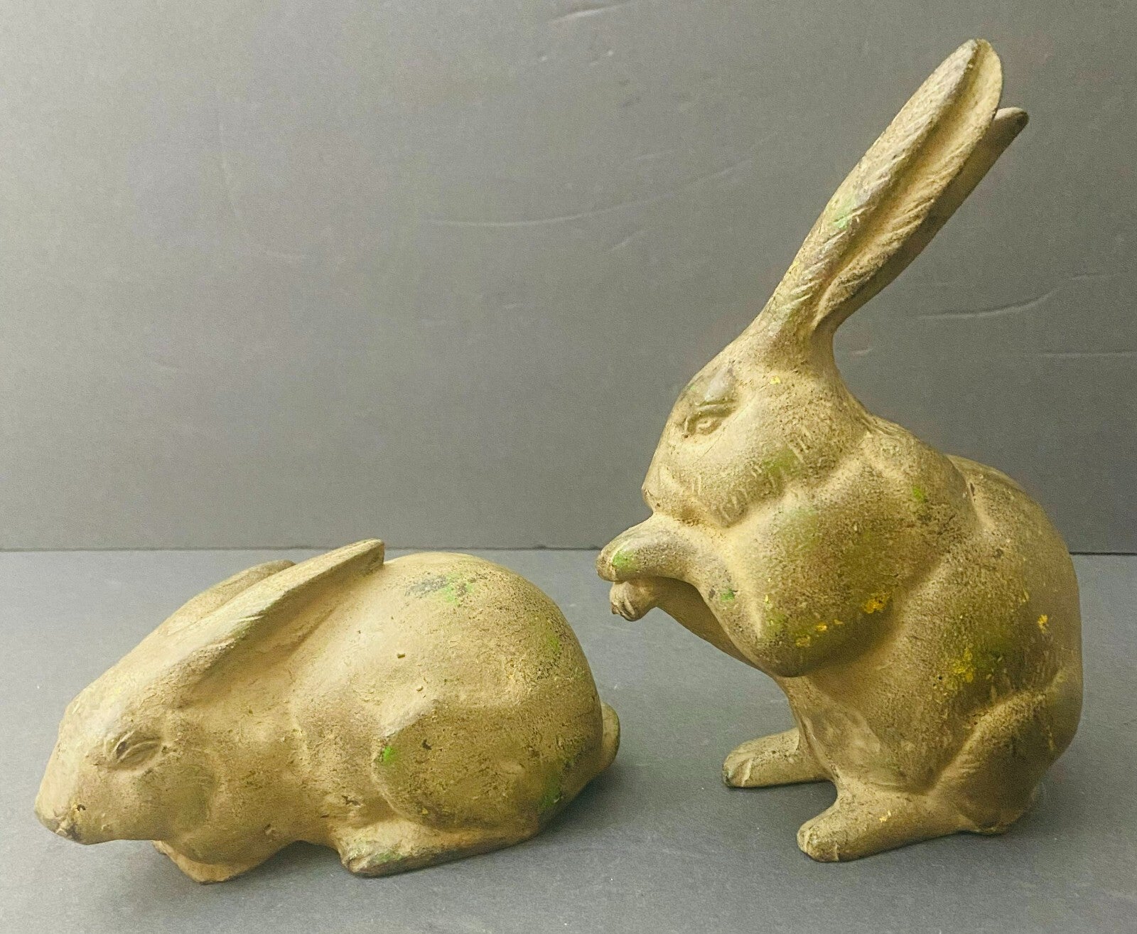 Set of 2 OMC Japan Golden Bronzé Small Decorative Display Rabbits Figurine