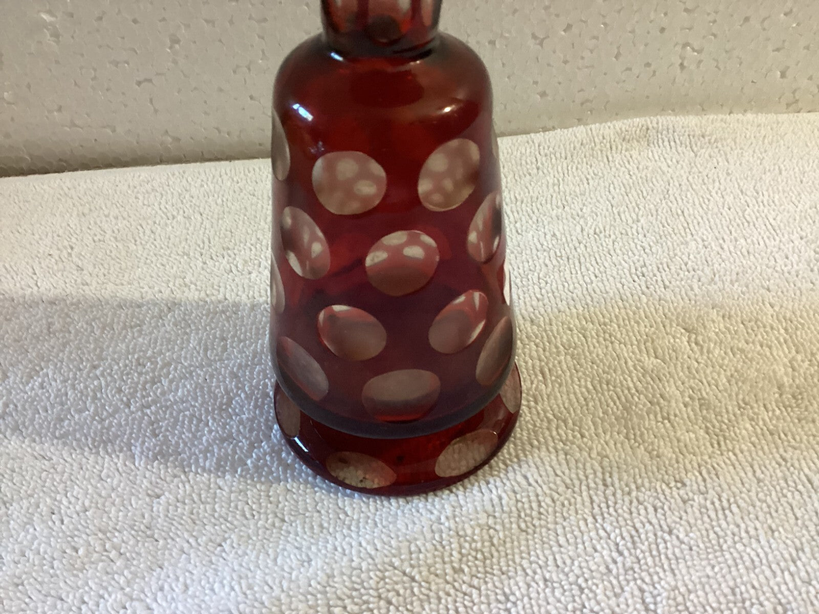 Small Mid Century Sandwich Glass Cranberry Perfume Bottle
