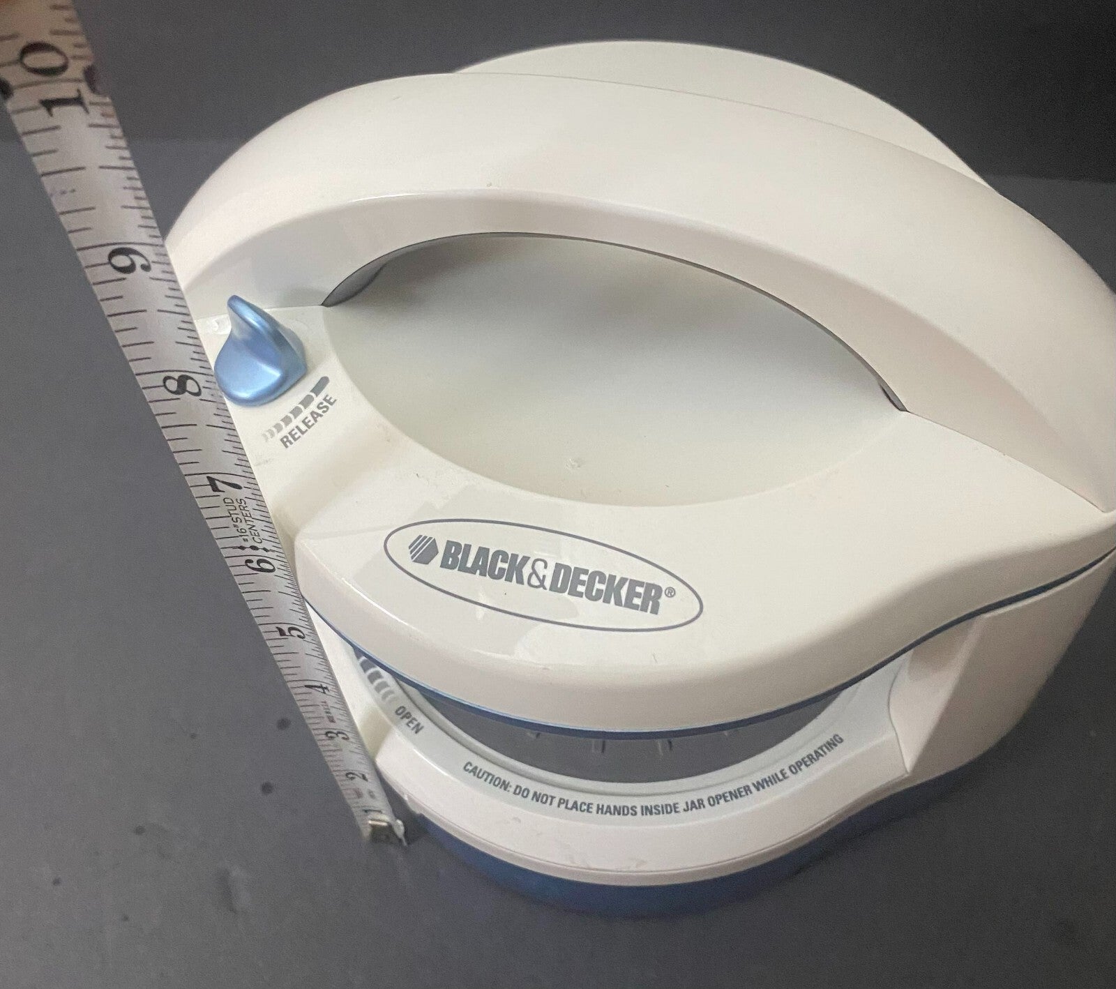 Black & Decker White Blue Adjustable Lid Electric Automatic Jar Opener