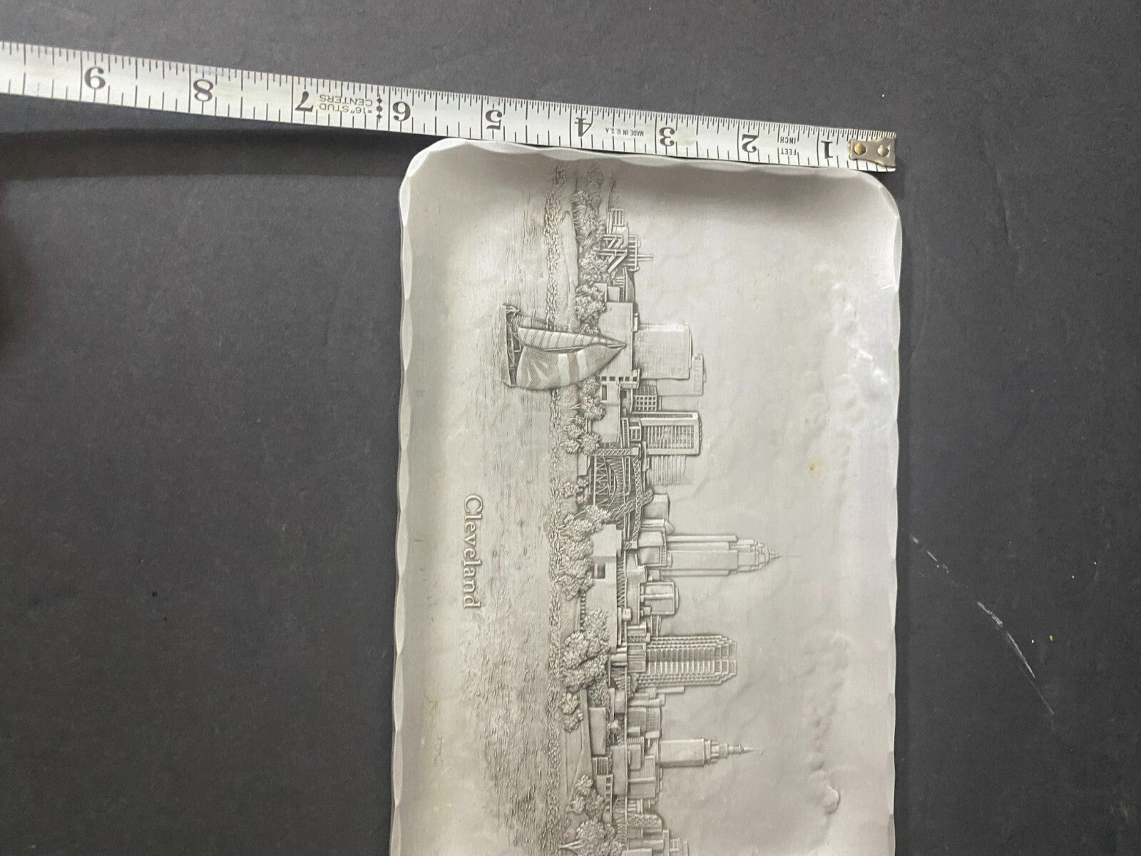Wendell August Forge Rectangular Shaped Cleveland City Silver Metal Dish