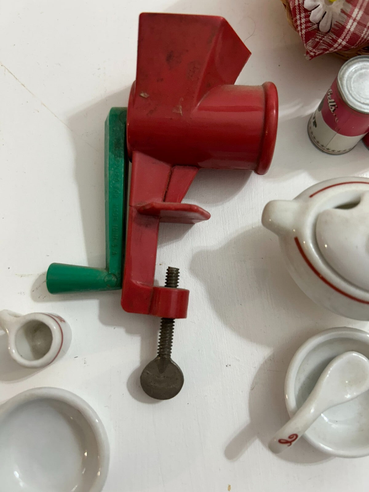 Vintage Campbell Collectibles (Cans, Soup Spoons & Bowl, Grinder, Tea Pot & Cup)