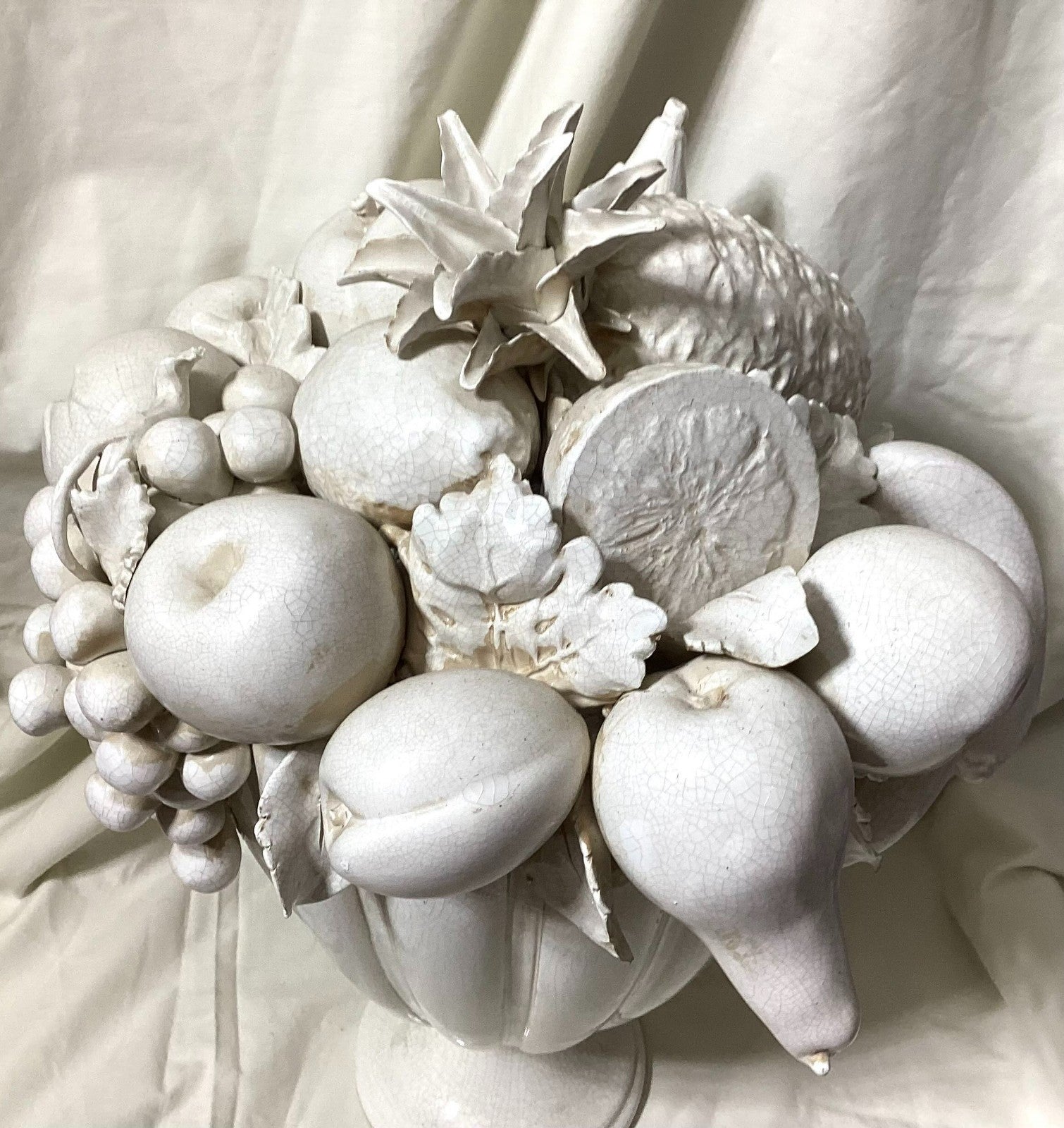 Vintage Large Italian Topiary Fruit Centerpiece - Blanc De Chine